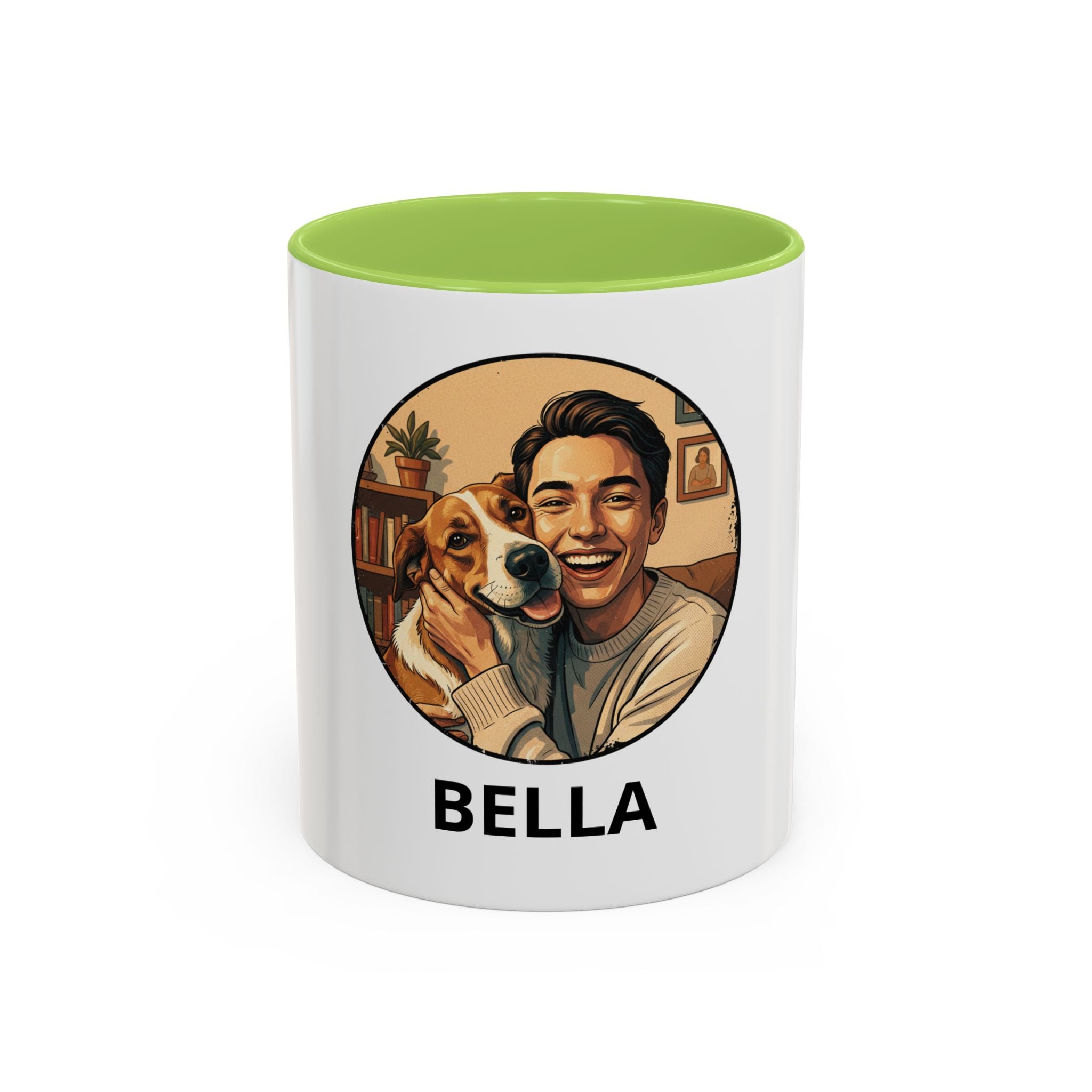 Photo Pet & Owner Portrait Accent Coffee Mug — Custom Dog Lover Gift (11/15oz)