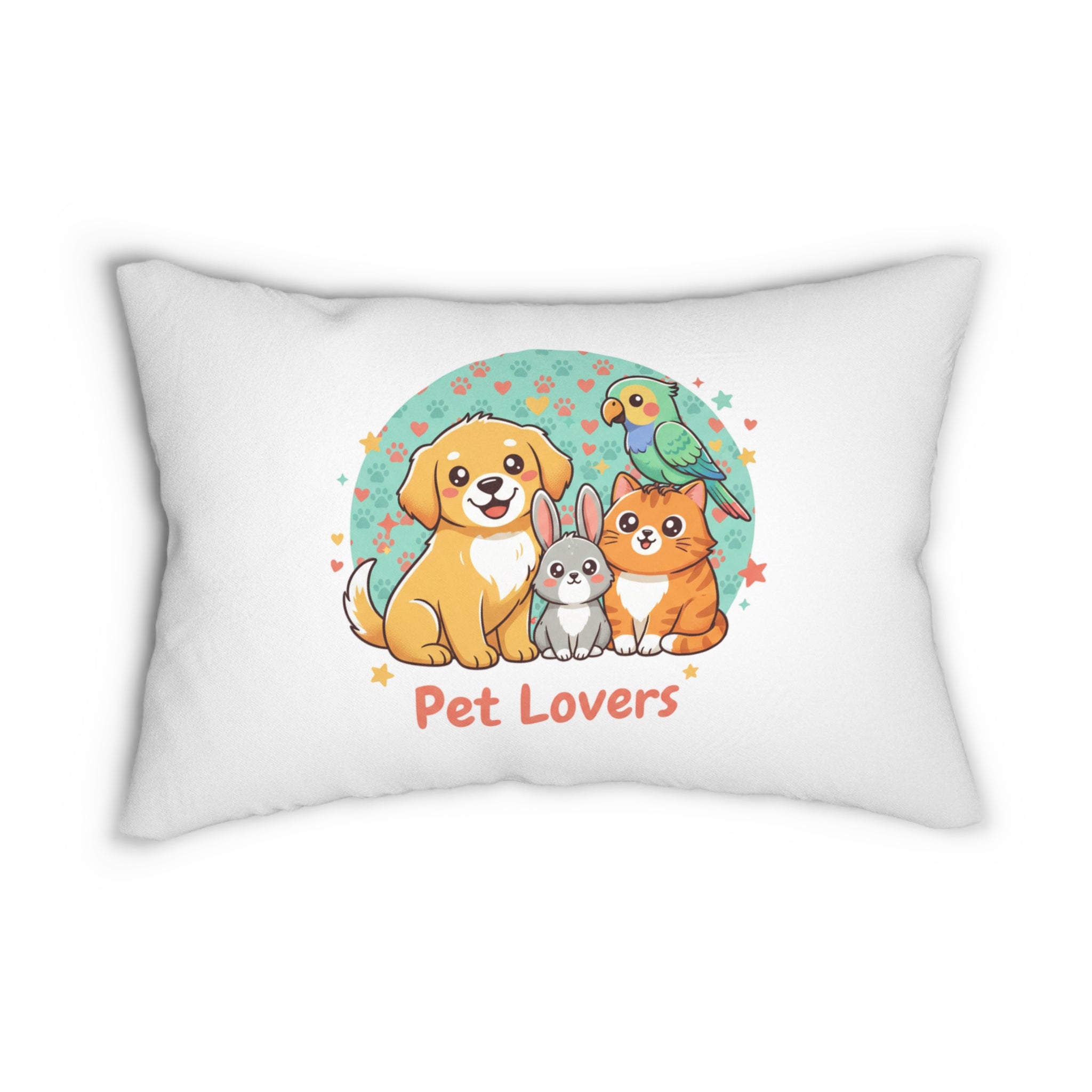 Pet Lovers Lumbar Pillow — Decorative Spun Polyester Support Pillow