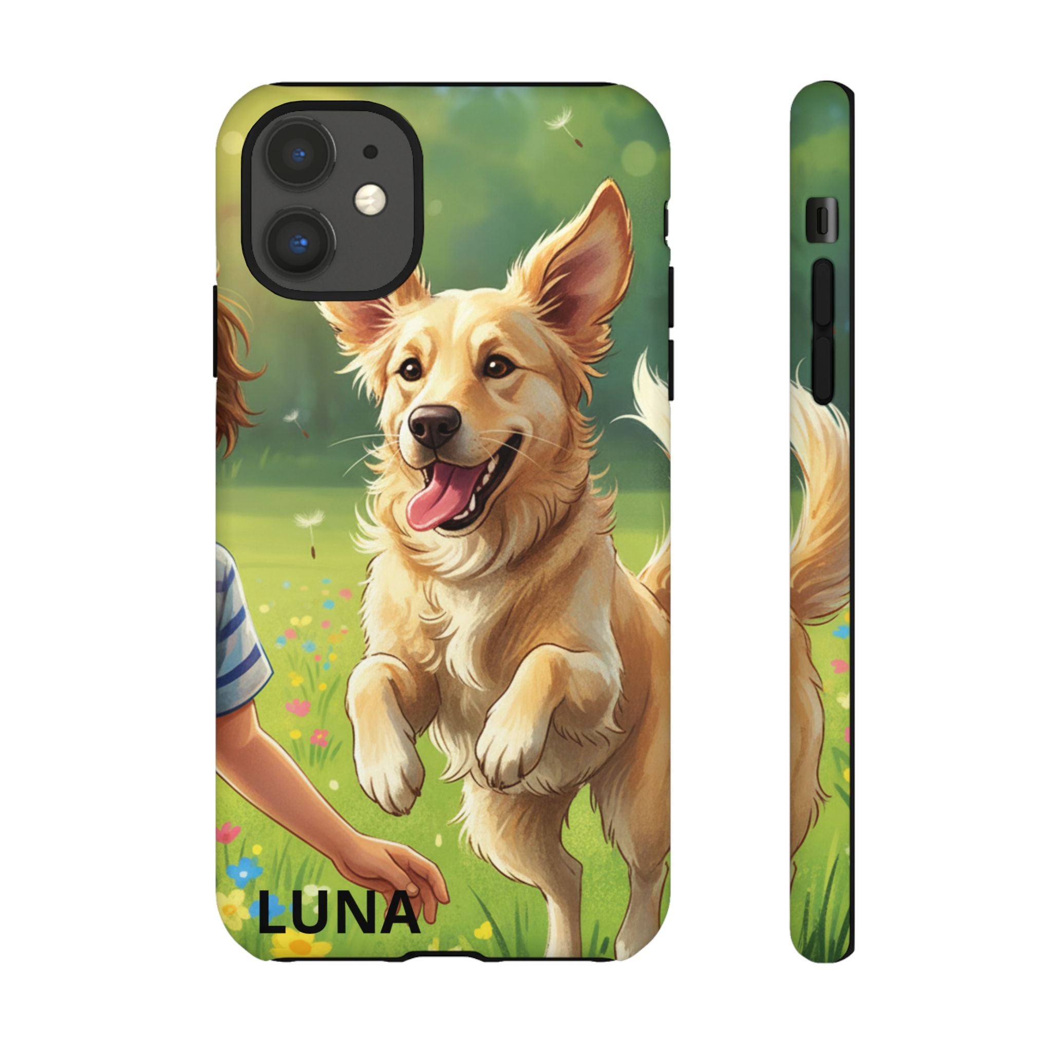 Phone Case - Personalized Cute Golden Retriever Phone Case (Name Customizable)