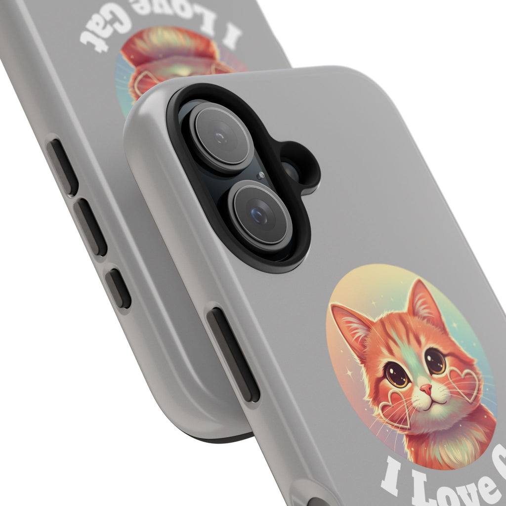 I Love Cat Tough Phone Case — Cute Retro Kitty Protective Phone Cover