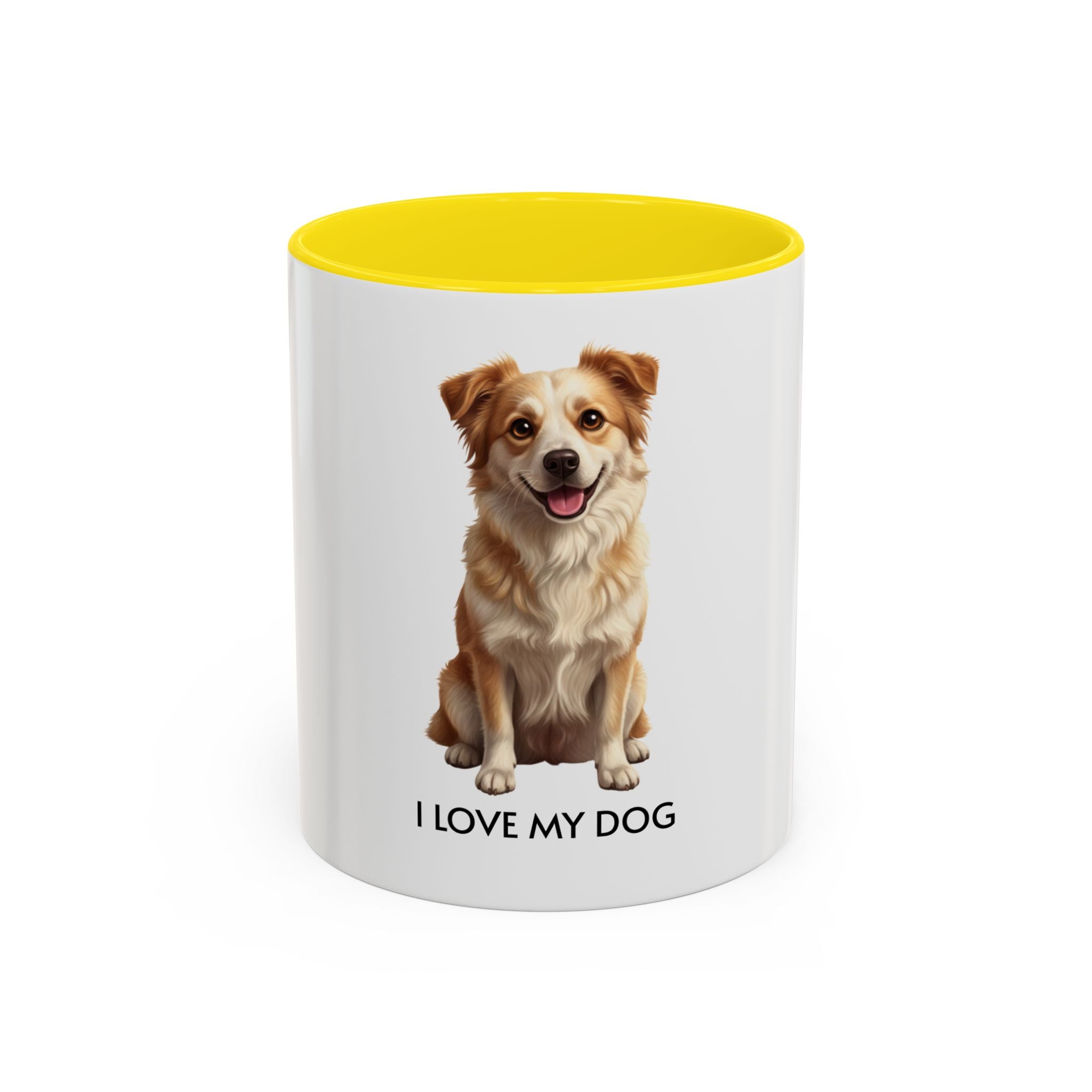 I Love My Dog Coffee Mug — Cute Dog Illustration Accent Mug (11/15oz)