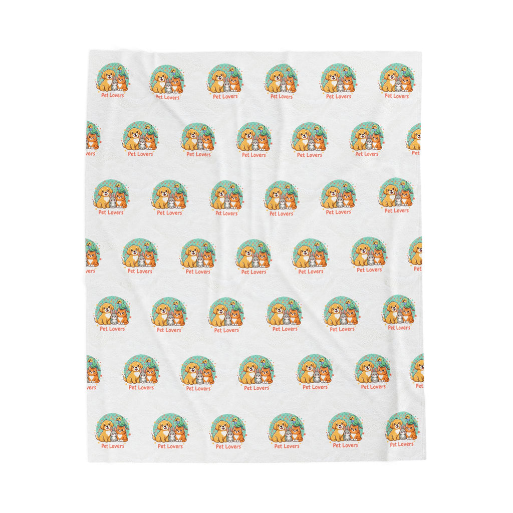 Plush Blanket — 'Pet Lovers' Cute Dog & Cat Pattern Velveteen Throw