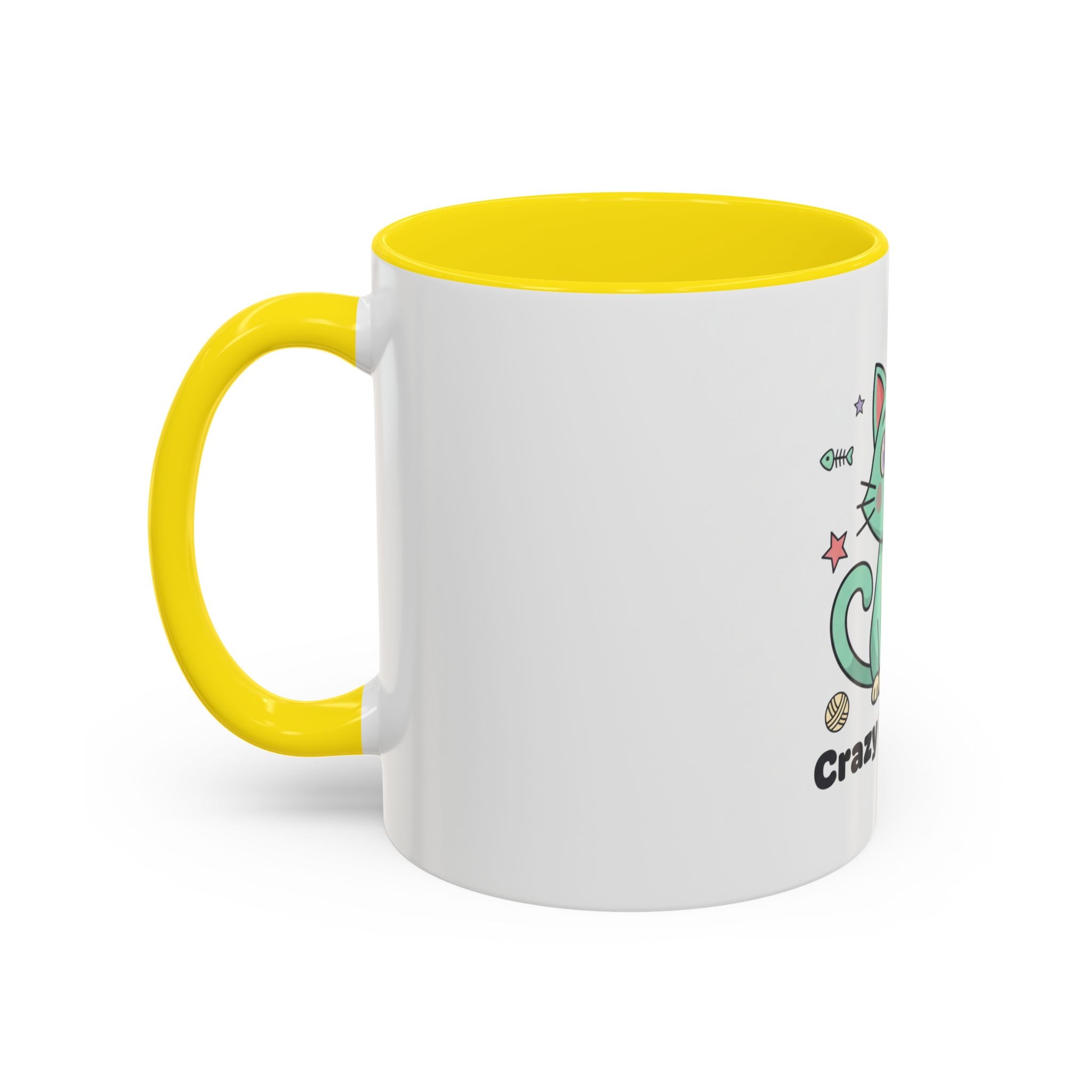 Mint Green Cat Accent Mug, Cute Ceramic Coffee Cup for Cat Lovers, Microwave and Dishwasher Safe, 11oz or 15oz