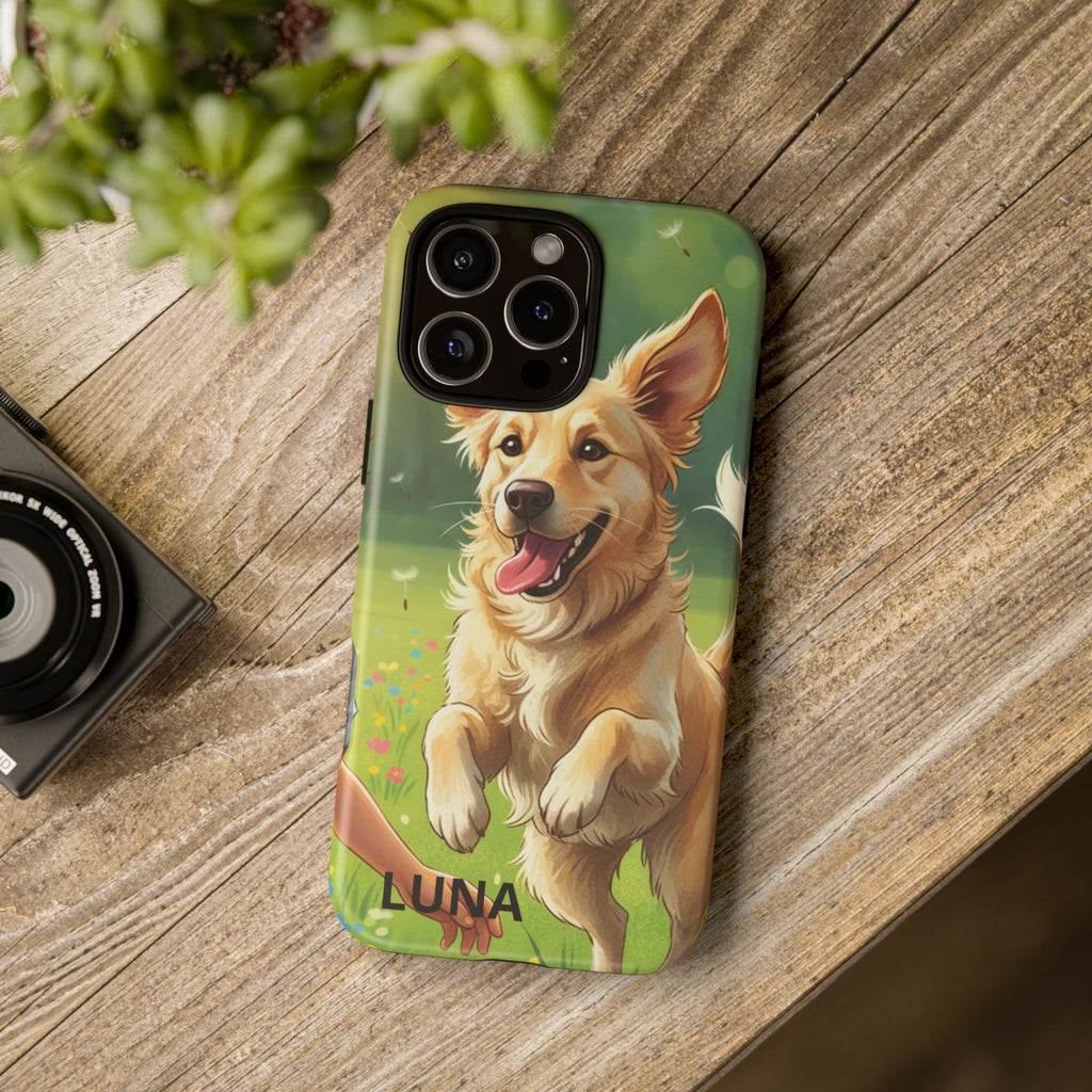 Phone Case - Personalized Cute Golden Retriever Phone Case (Name Customizable)