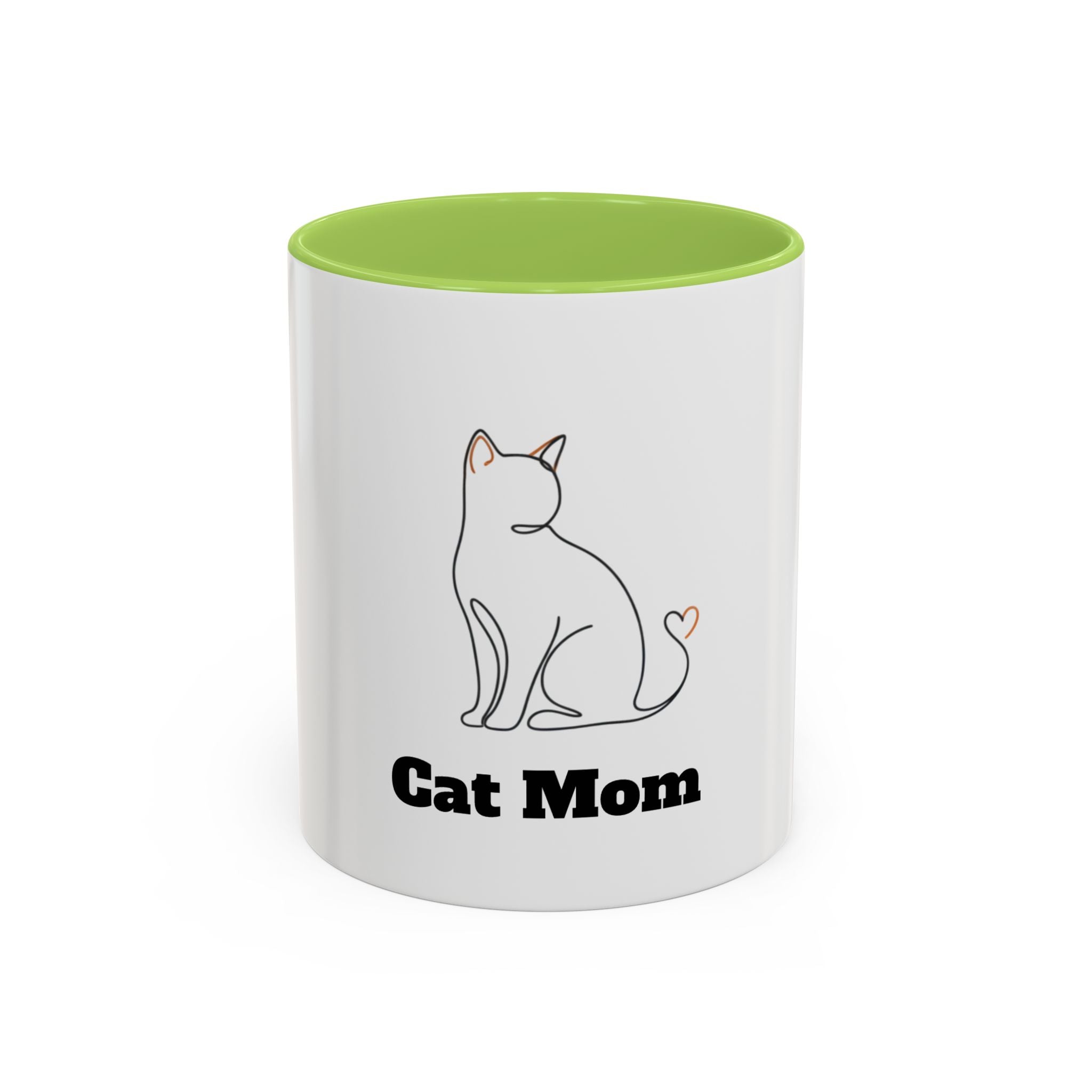 Cat Mom Accent Coffee Mug — Cute Cat Mom Ceramic Coffee Cup (11/15oz)