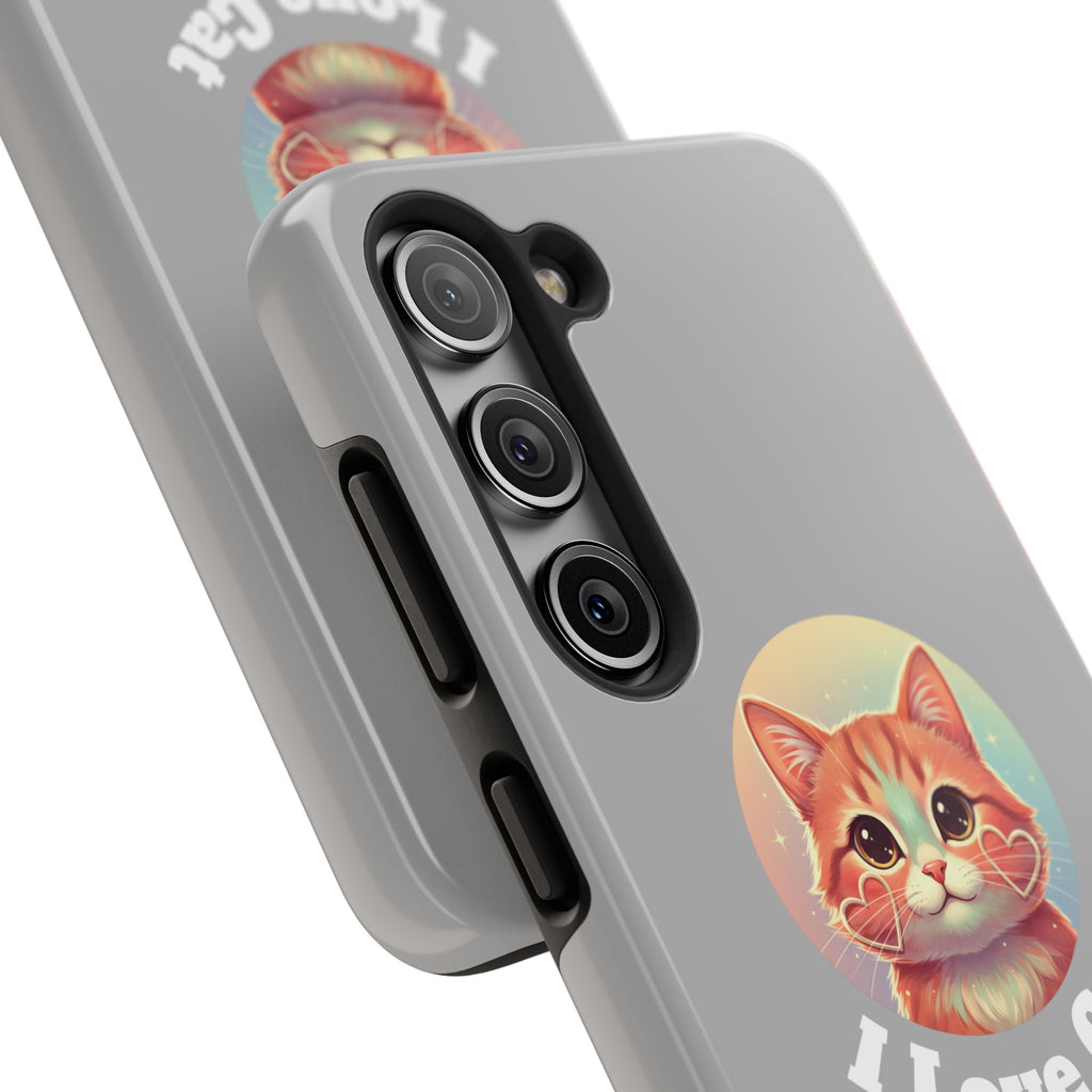 I Love Cat Tough Phone Case — Cute Retro Kitty Protective Phone Cover