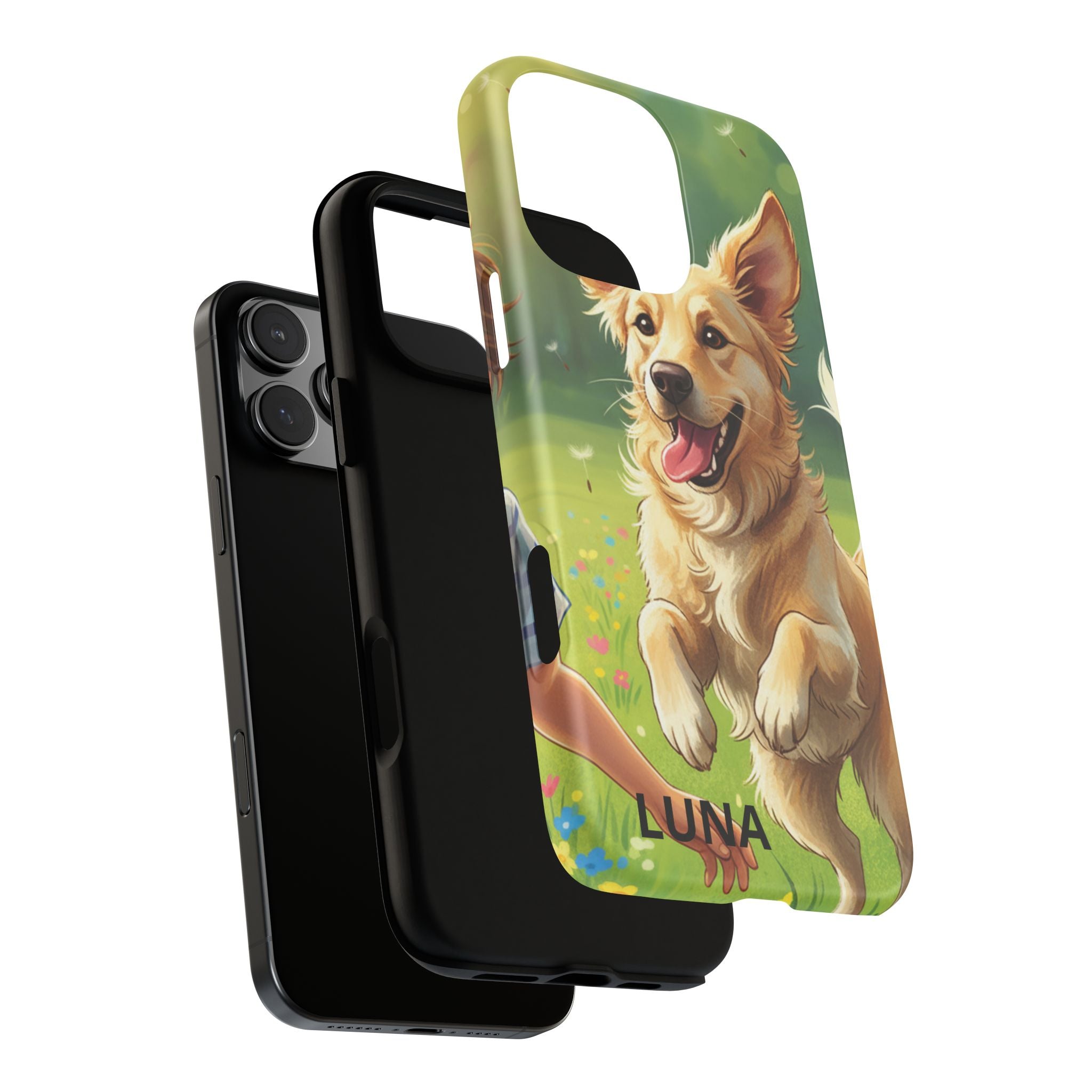 Phone Case - Personalized Cute Golden Retriever Phone Case (Name Customizable)