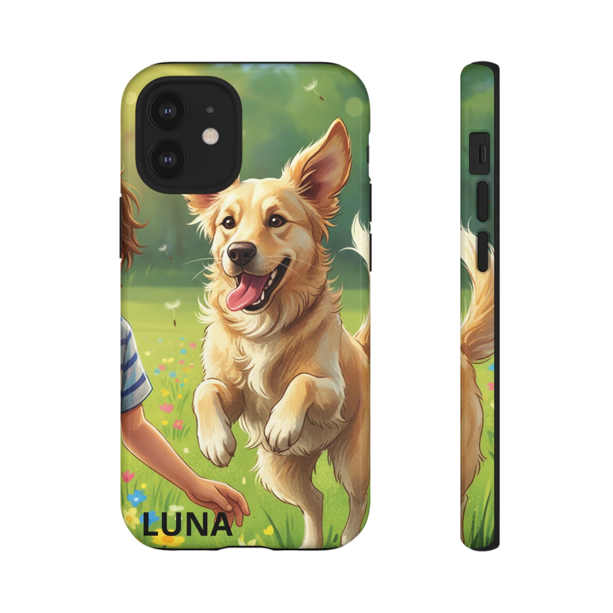 Phone Case - Personalized Cute Golden Retriever Phone Case (Name Customizable)