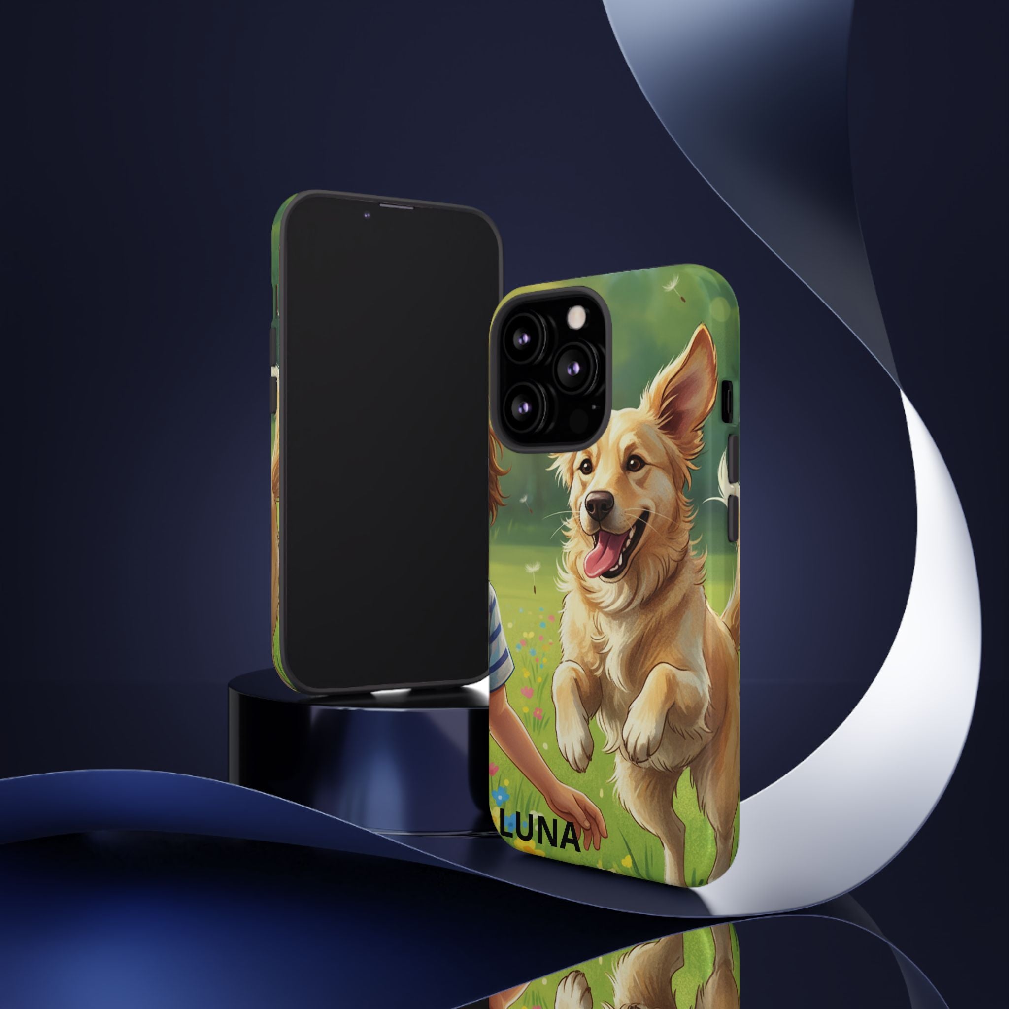 Phone Case - Personalized Cute Golden Retriever Phone Case (Name Customizable)