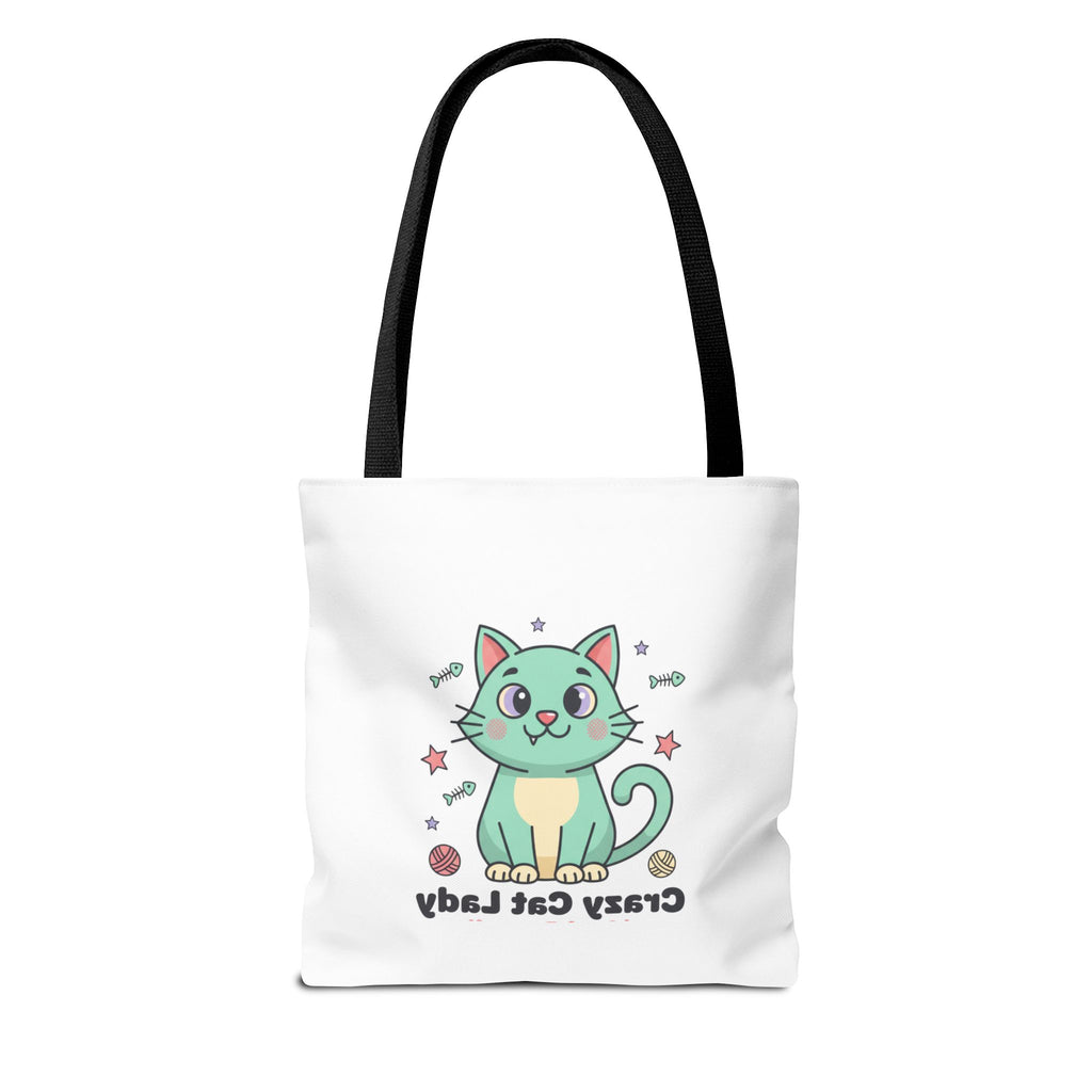 Crazy Cat Lady Tote Bag — Cute Cartoon Cat All-Over Print
