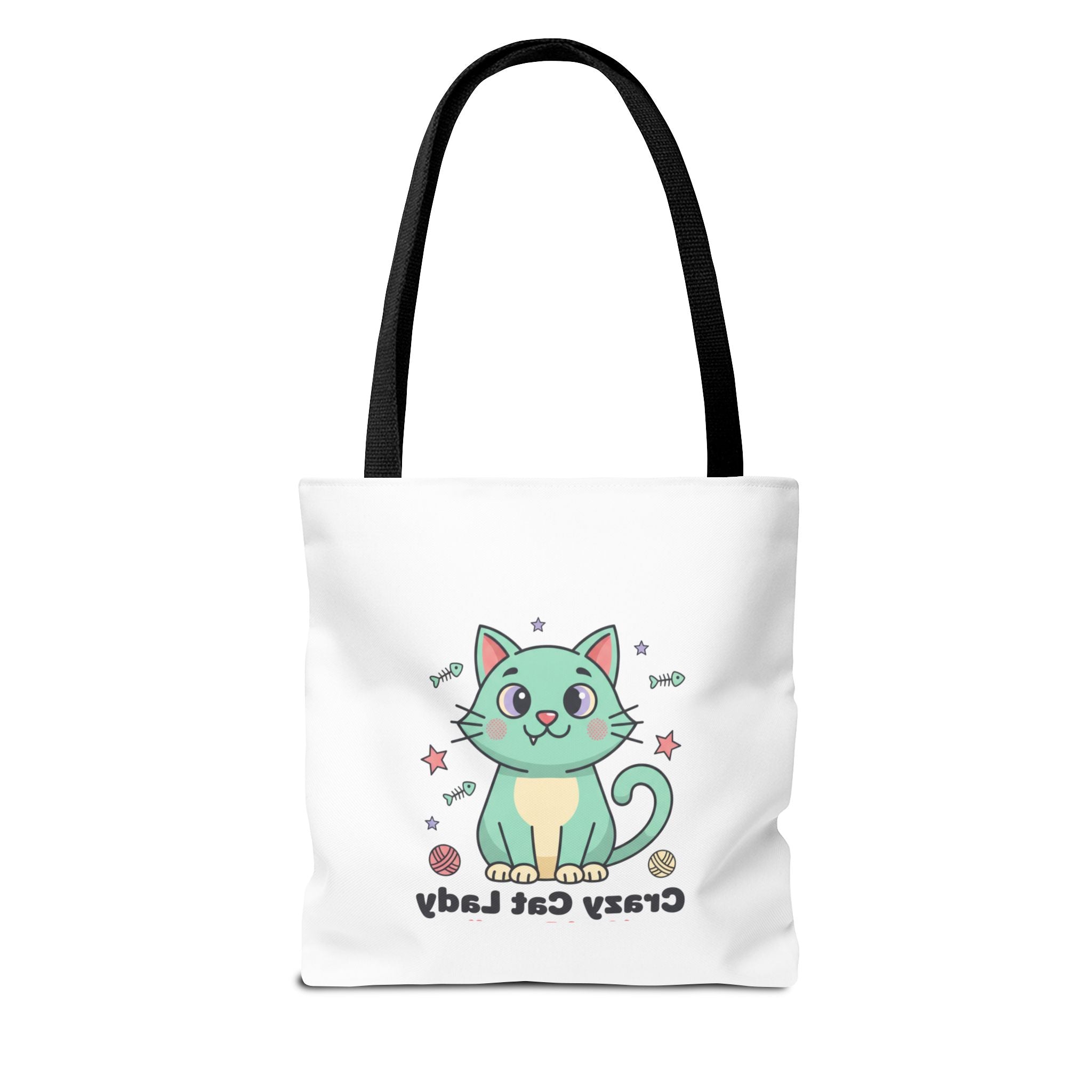 Crazy Cat Lady Tote Bag — Cute Cartoon Cat All-Over Print