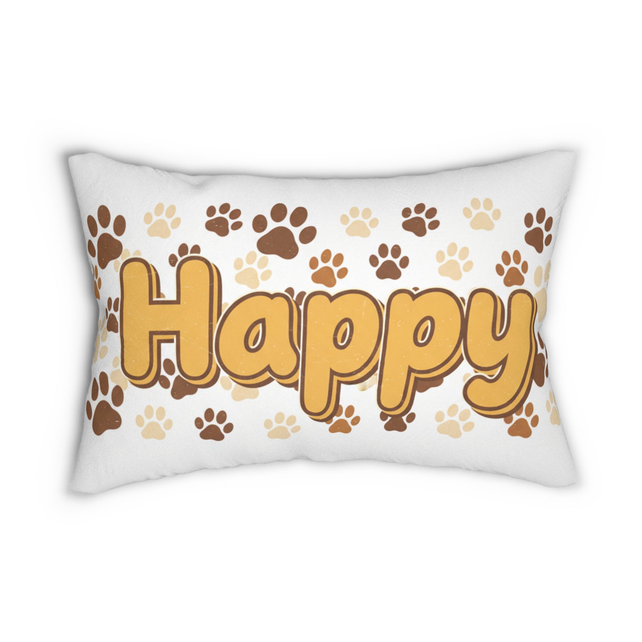 Happy Paw Print Lumbar Pillow