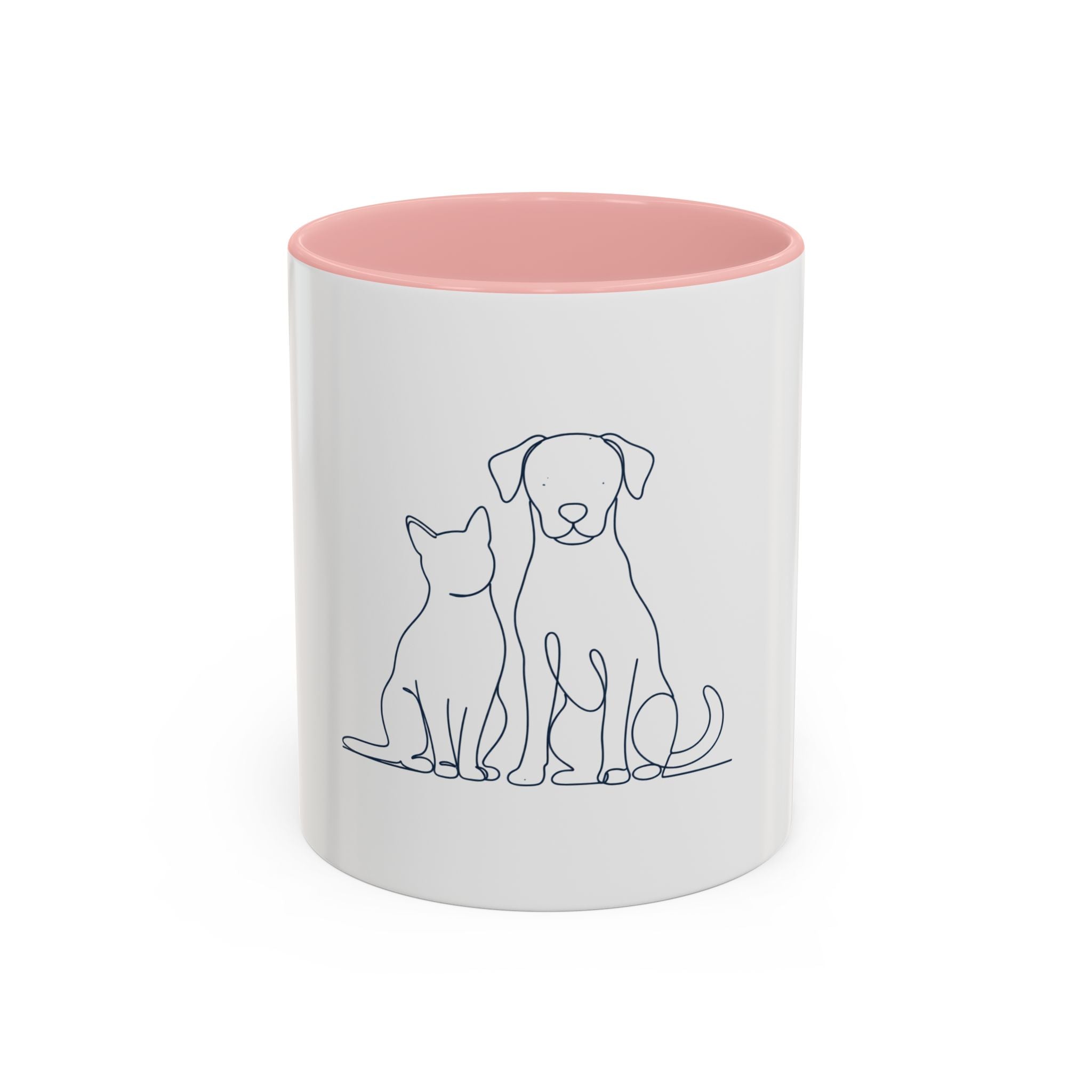 Personalized Cat & Dog Line Art Coffee Mug — Accent 11/15oz