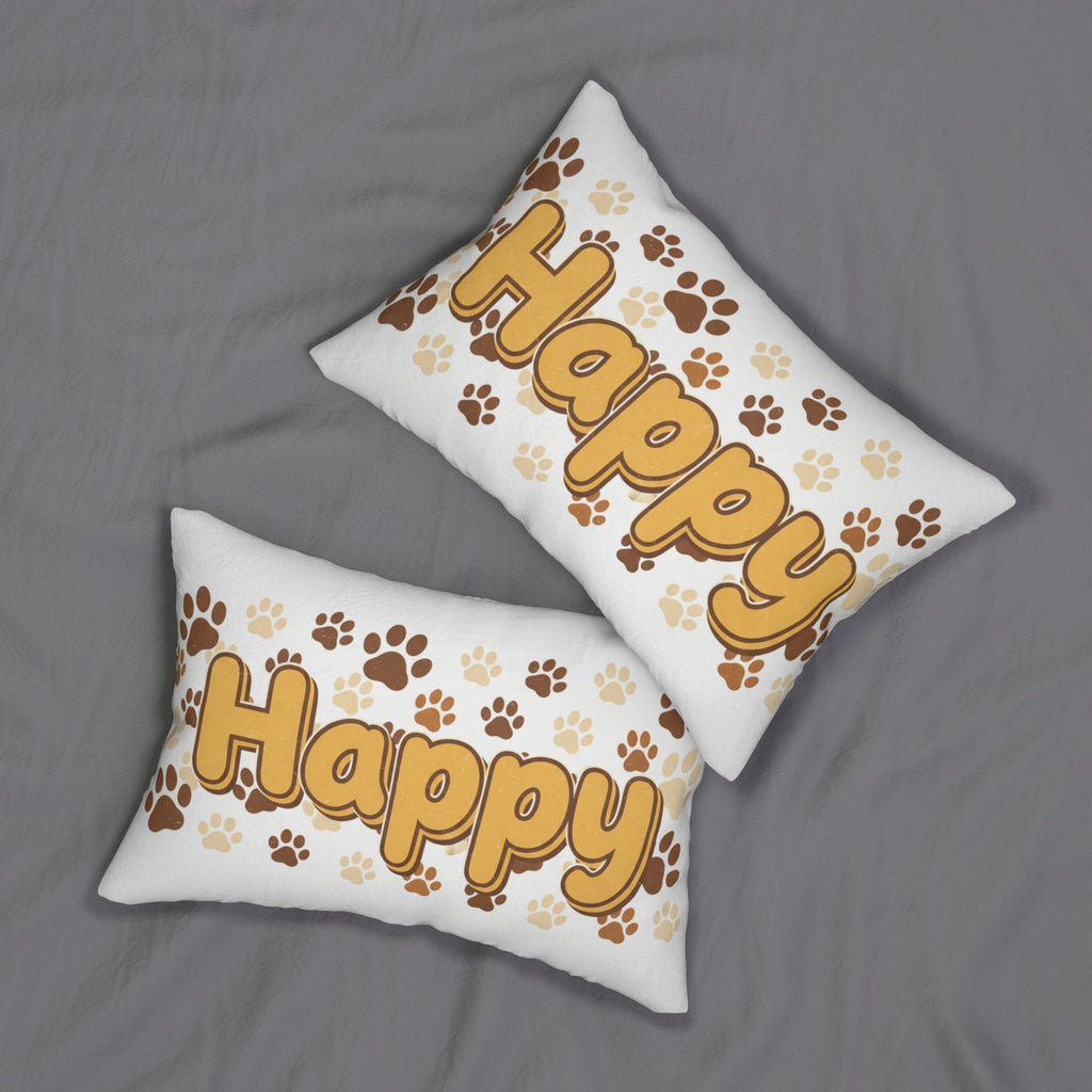 Happy Paw Print Lumbar Pillow
