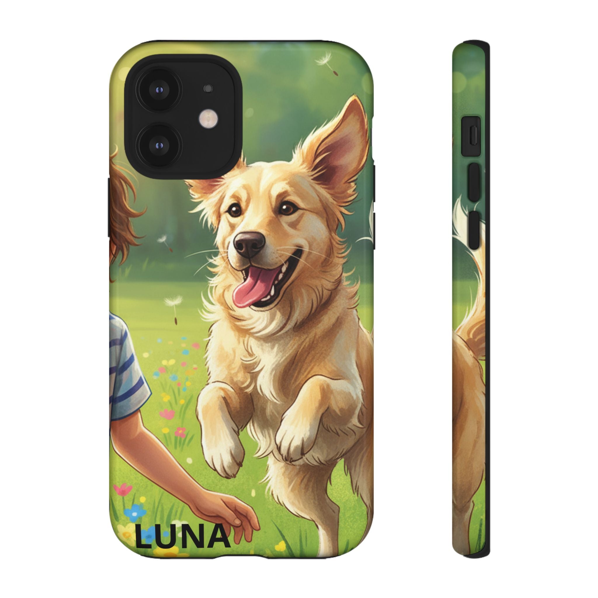 Phone Case - Personalized Cute Golden Retriever Phone Case (Name Customizable)
