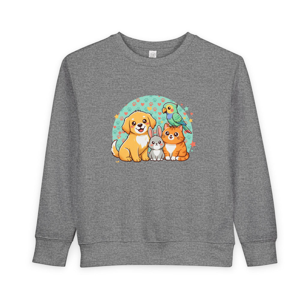 Toddler Sweatshirt — Cute Pets Crewneck for Kids (Dog, Cat & Bunny Graphic)