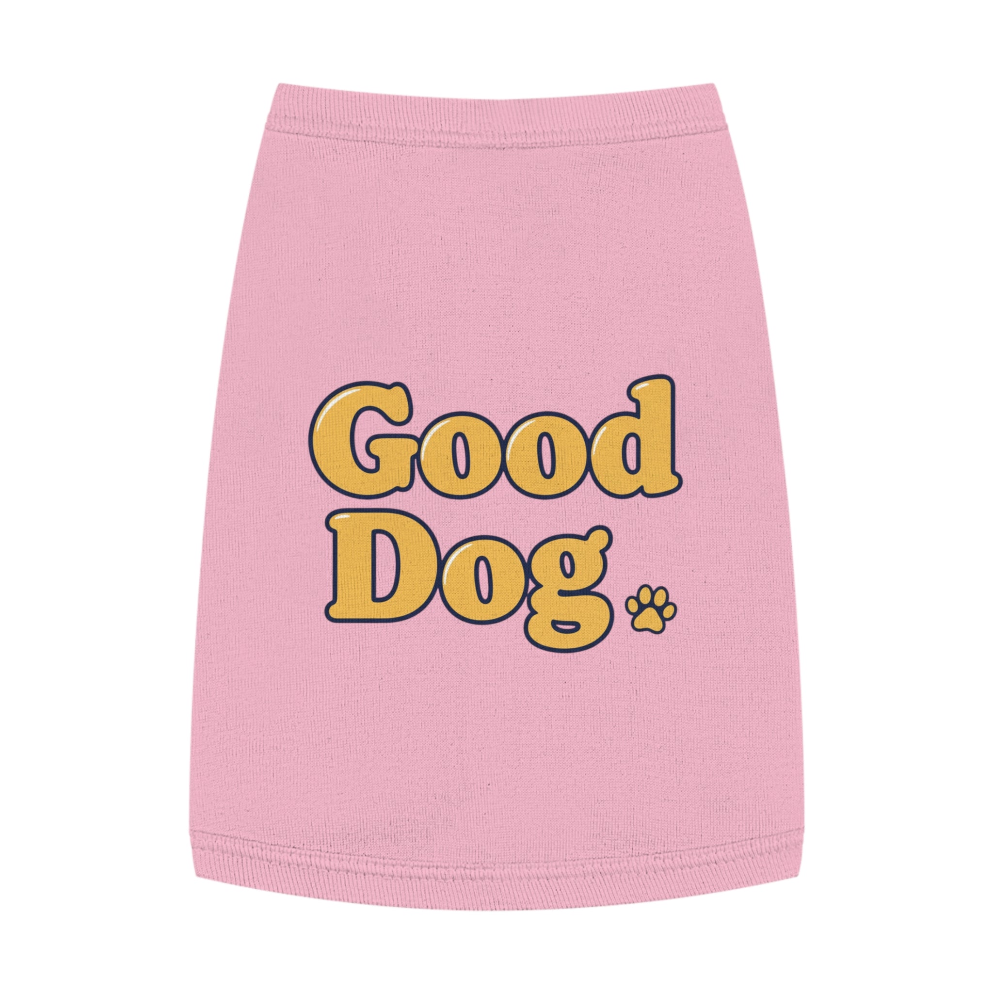 Good Dog Pet Tank Top — Grey Dog Shirt with Retro Yellow Text