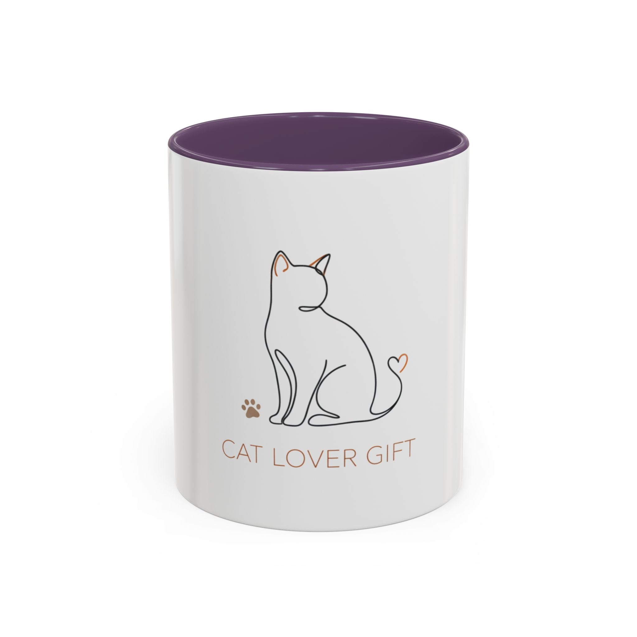 Cat Lover Accent Coffee Mug — 'Cat Lover Gift' Cute Minimal Line Art Ceramic Mug