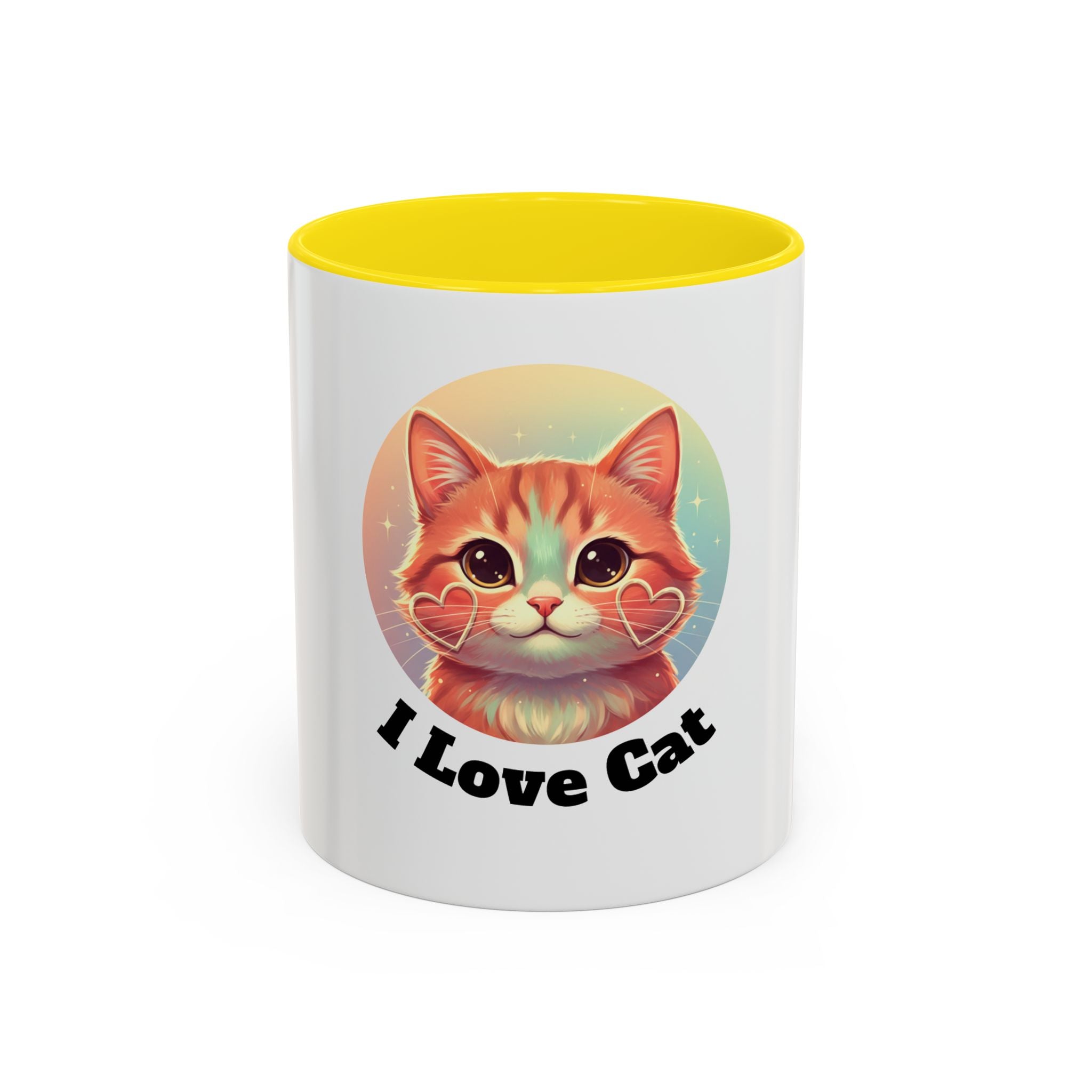 Cute Ginger Cat Accent Coffee Mug — Adorable Heart Cheeks Cat Mug (11/15oz)