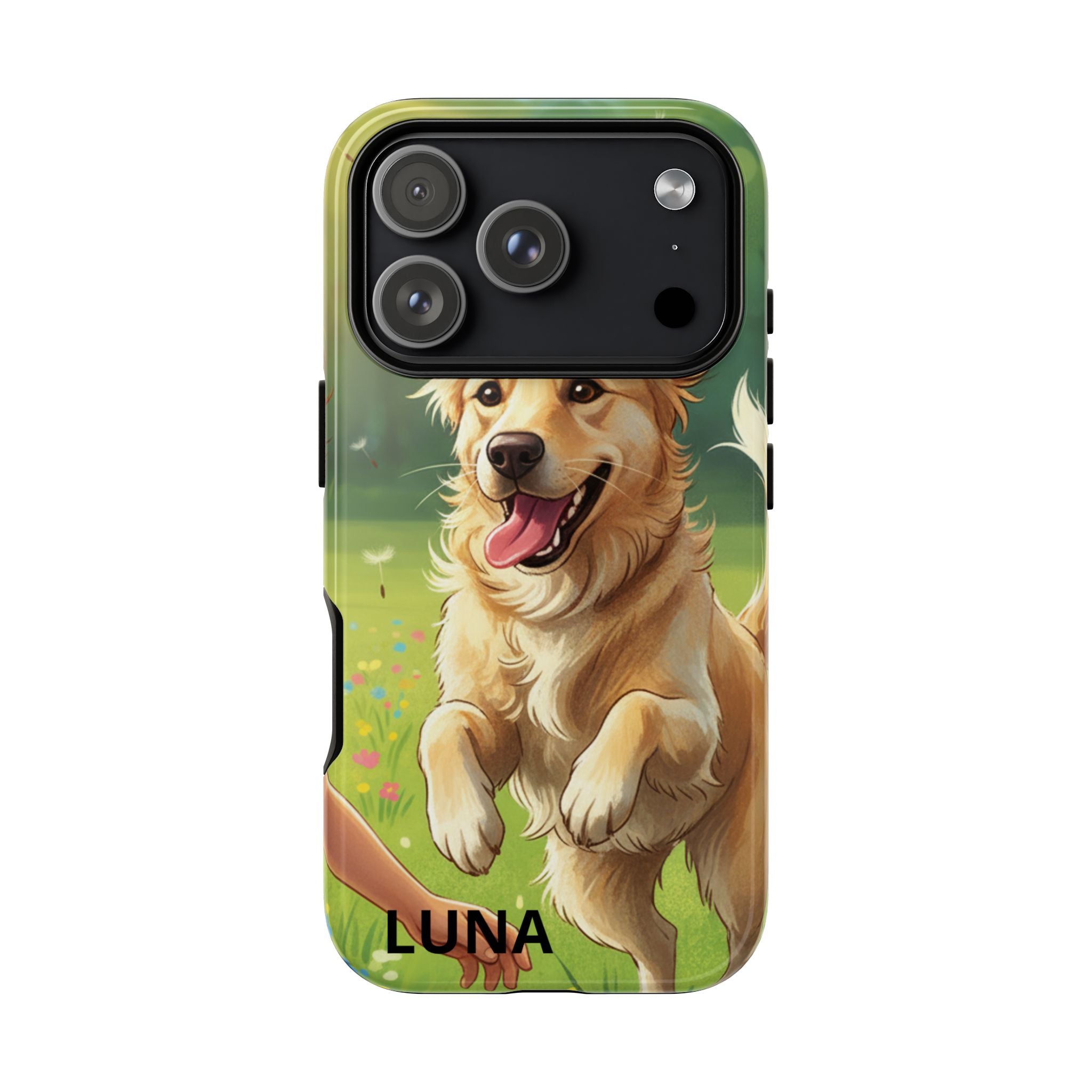 Phone Case - Personalized Cute Golden Retriever Phone Case (Name Customizable)