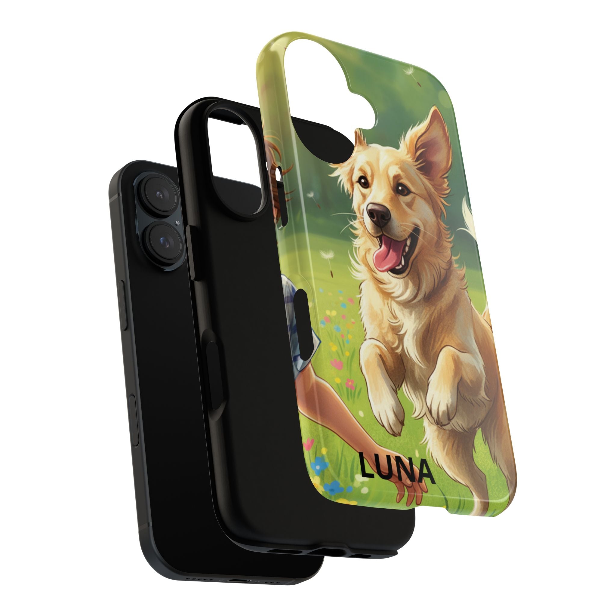 Phone Case - Personalized Cute Golden Retriever Phone Case (Name Customizable)