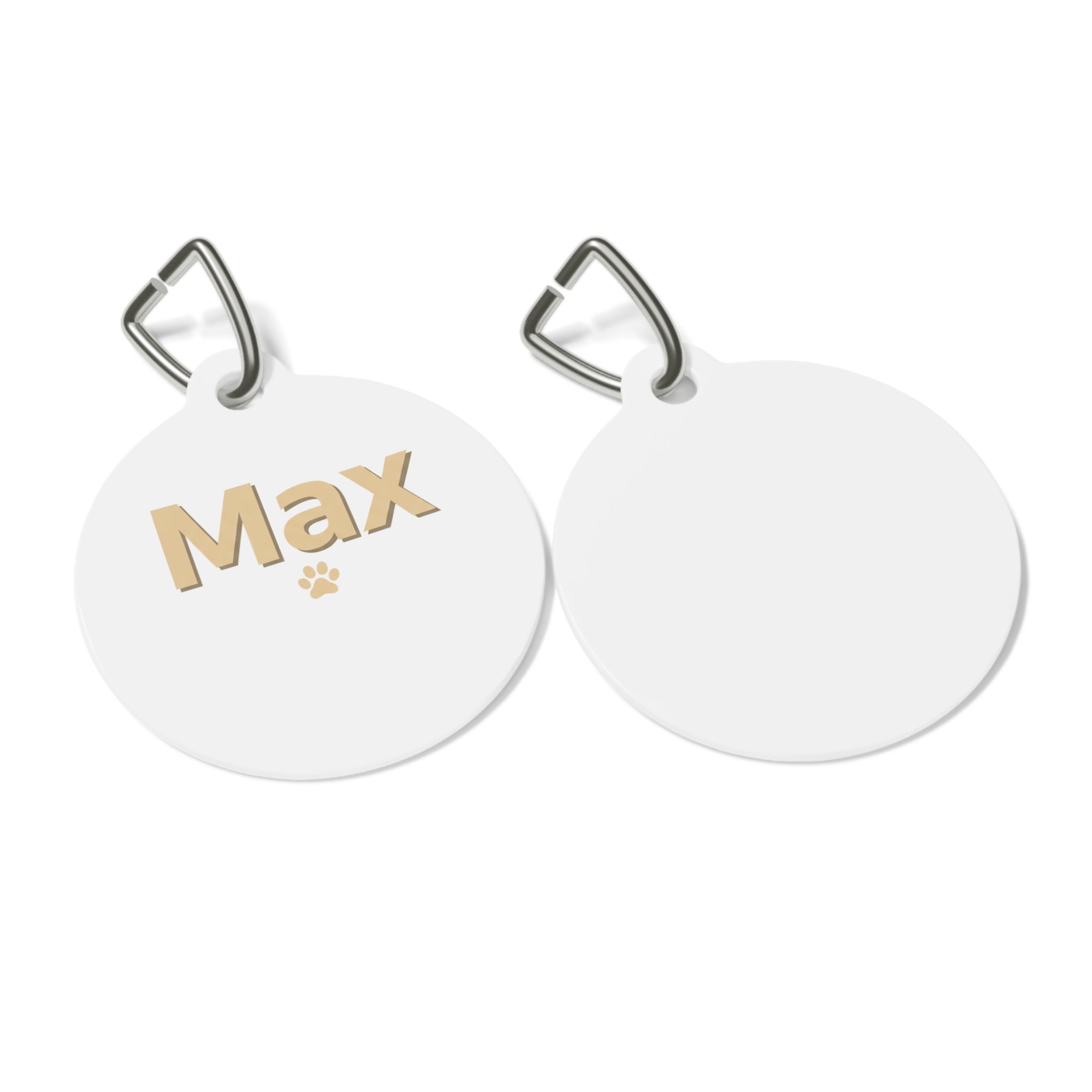 Personalized Round Pet Tag — Custom Name (e.g., Max) with Paw Accent