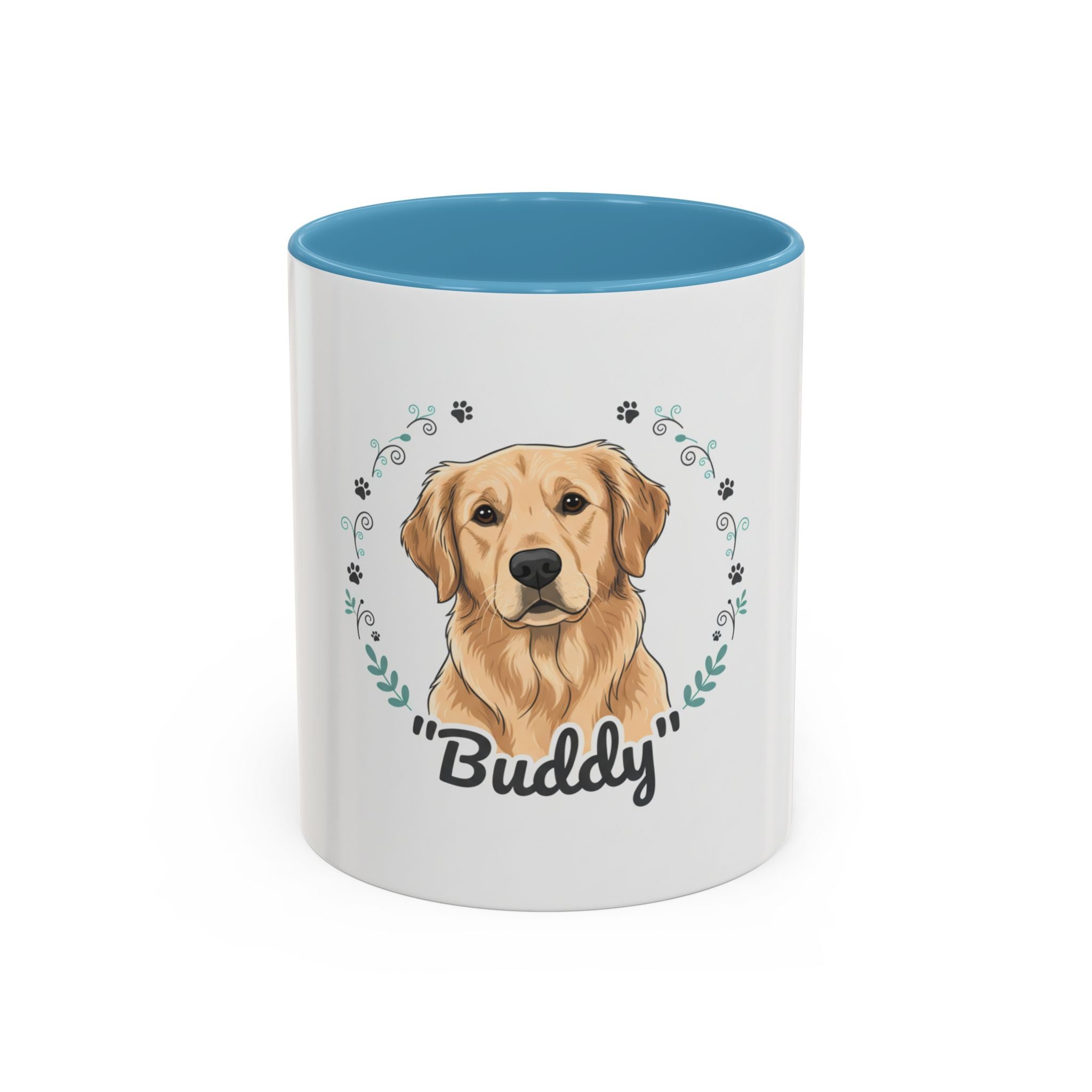 Golden Retriever Accent Coffee Mug – Personalized "Buddy" Dog Portrait Mug (11/15 oz)