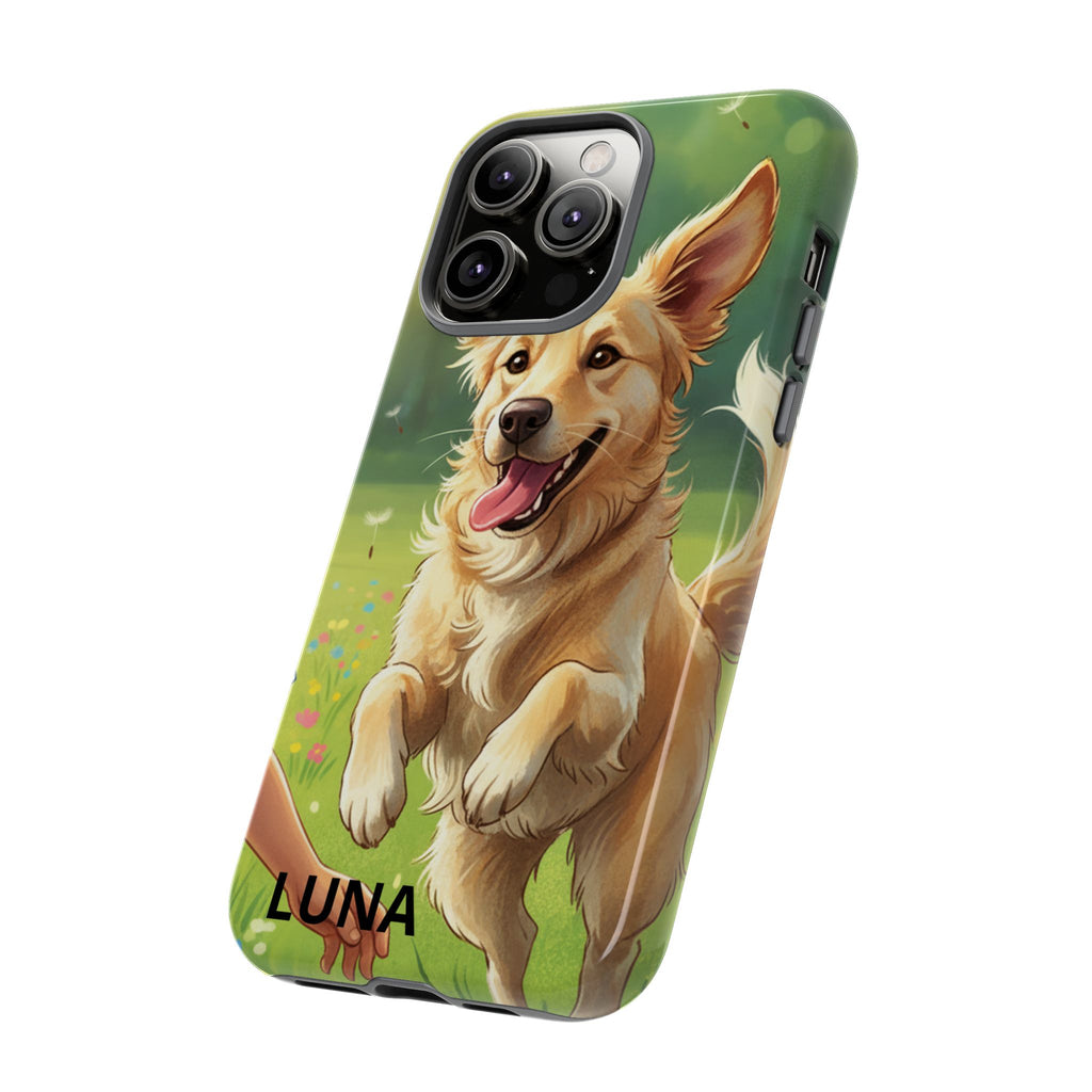 Phone Case - Personalized Cute Golden Retriever Phone Case (Name Customizable)