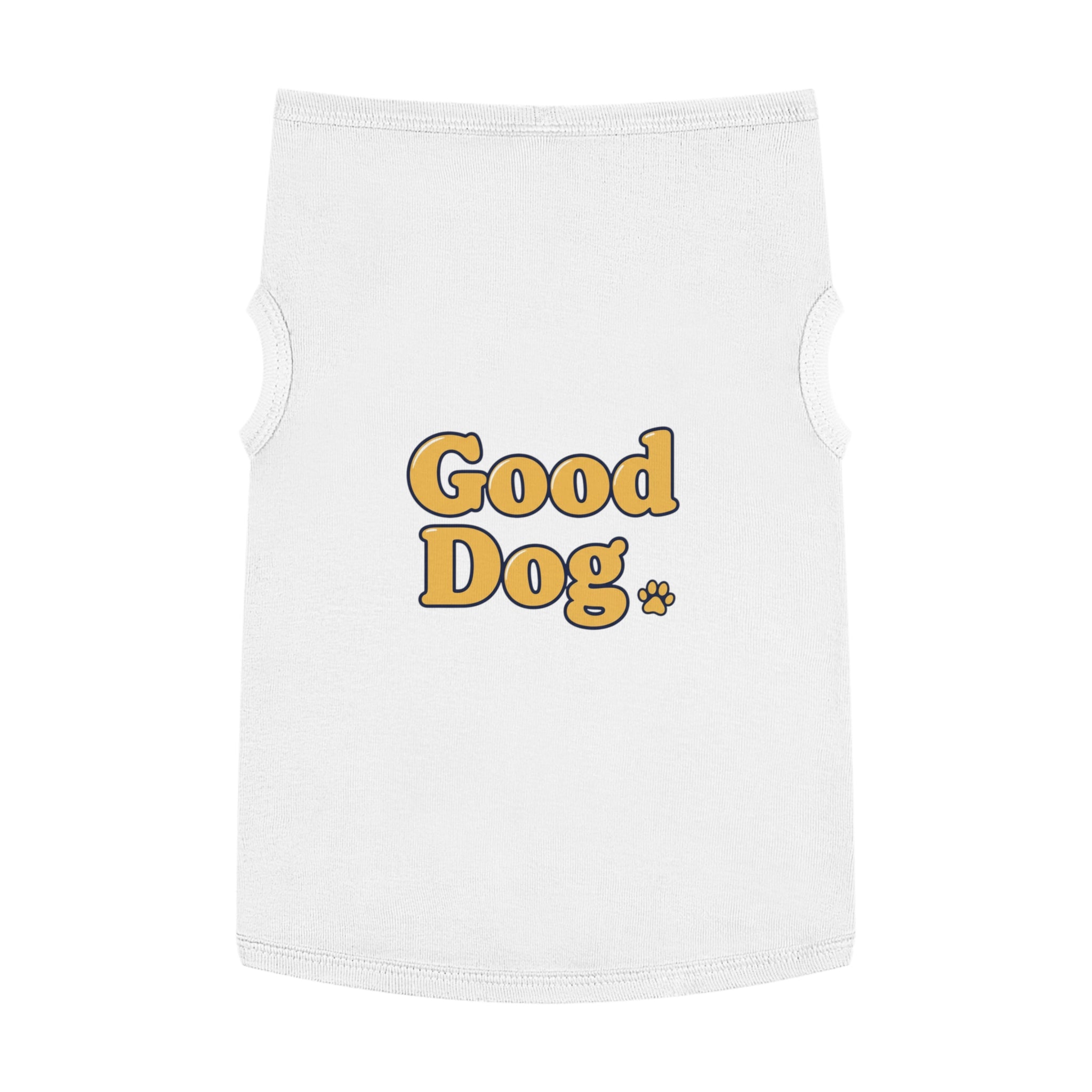 Good Dog Pet Tank Top — Grey Dog Shirt with Retro Yellow Text