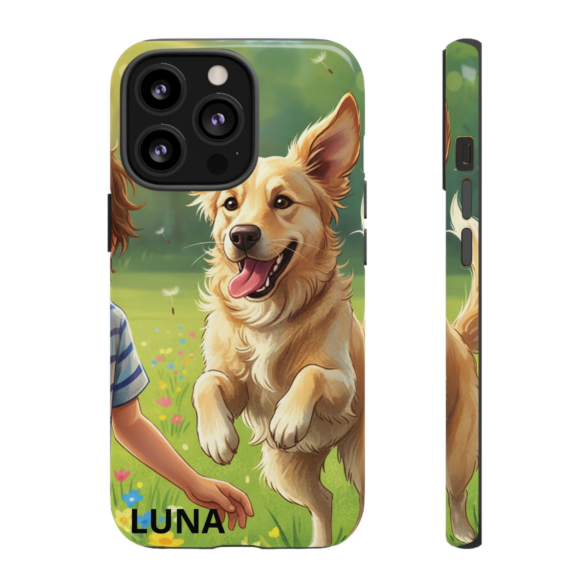 Phone Case - Personalized Cute Golden Retriever Phone Case (Name Customizable)