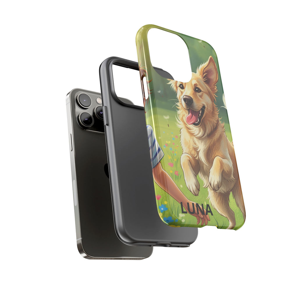 Phone Case - Personalized Cute Golden Retriever Phone Case (Name Customizable)
