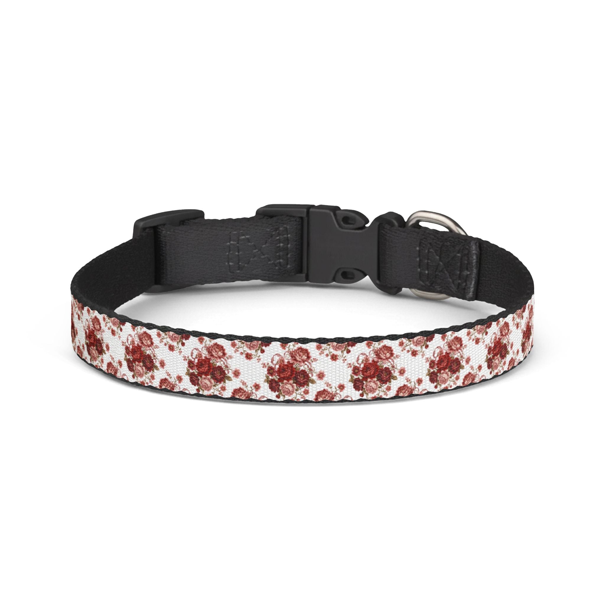 Floral Clip-On Pet Collar — Red Watercolor Blossoms for Small Dogs & Cats