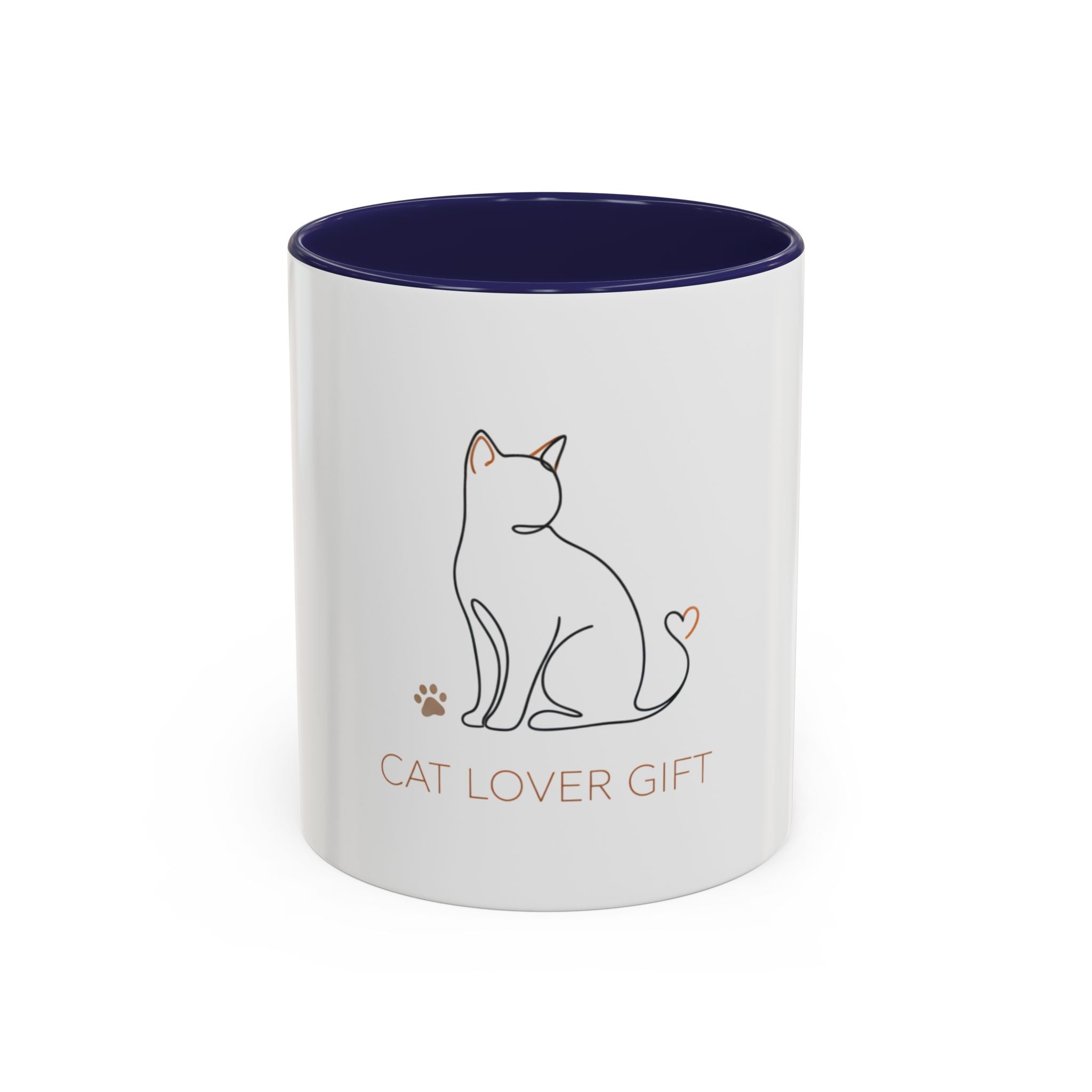 Cat Lover Accent Coffee Mug — 'Cat Lover Gift' Cute Minimal Line Art Ceramic Mug