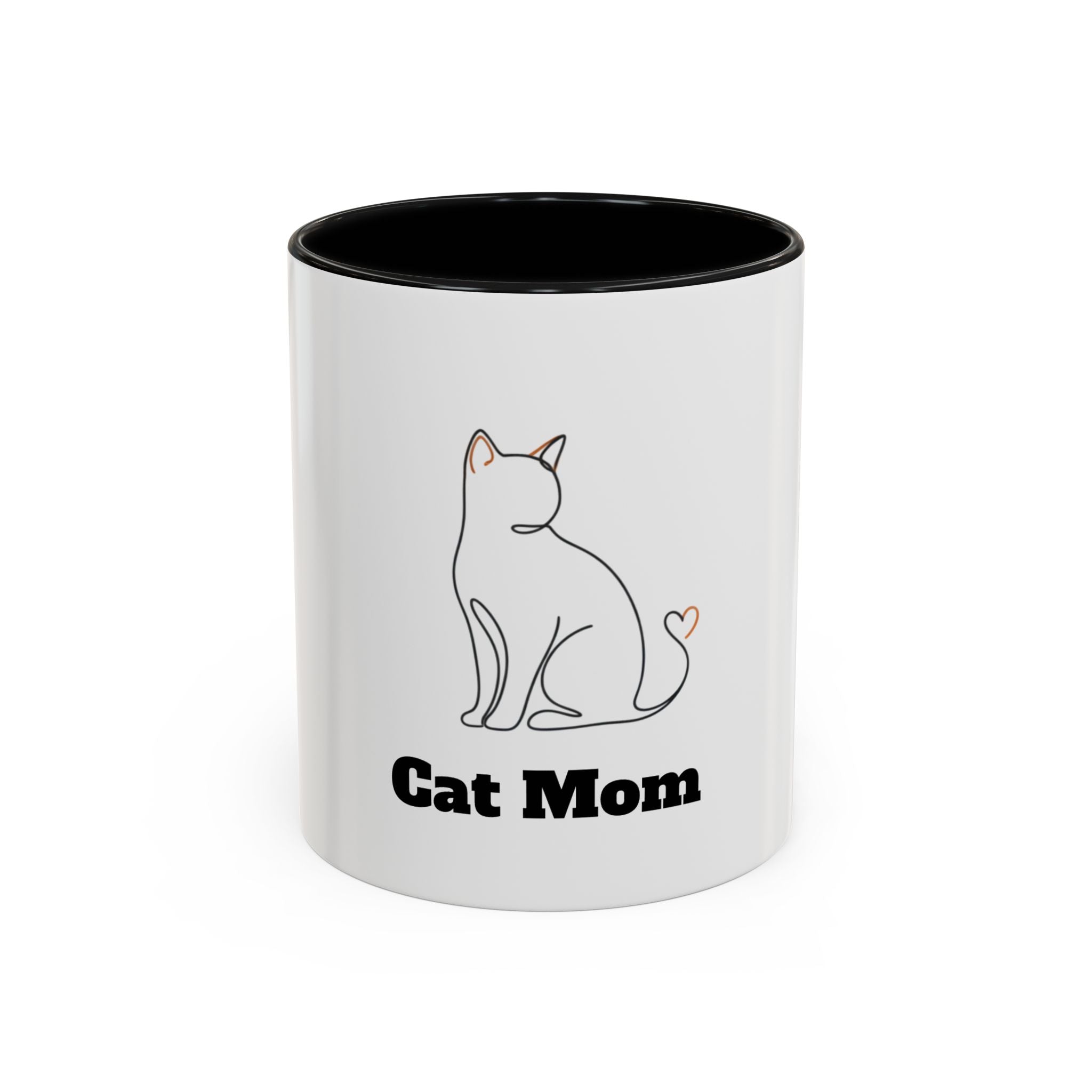Cat Mom Accent Coffee Mug — Cute Cat Mom Ceramic Coffee Cup (11/15oz)
