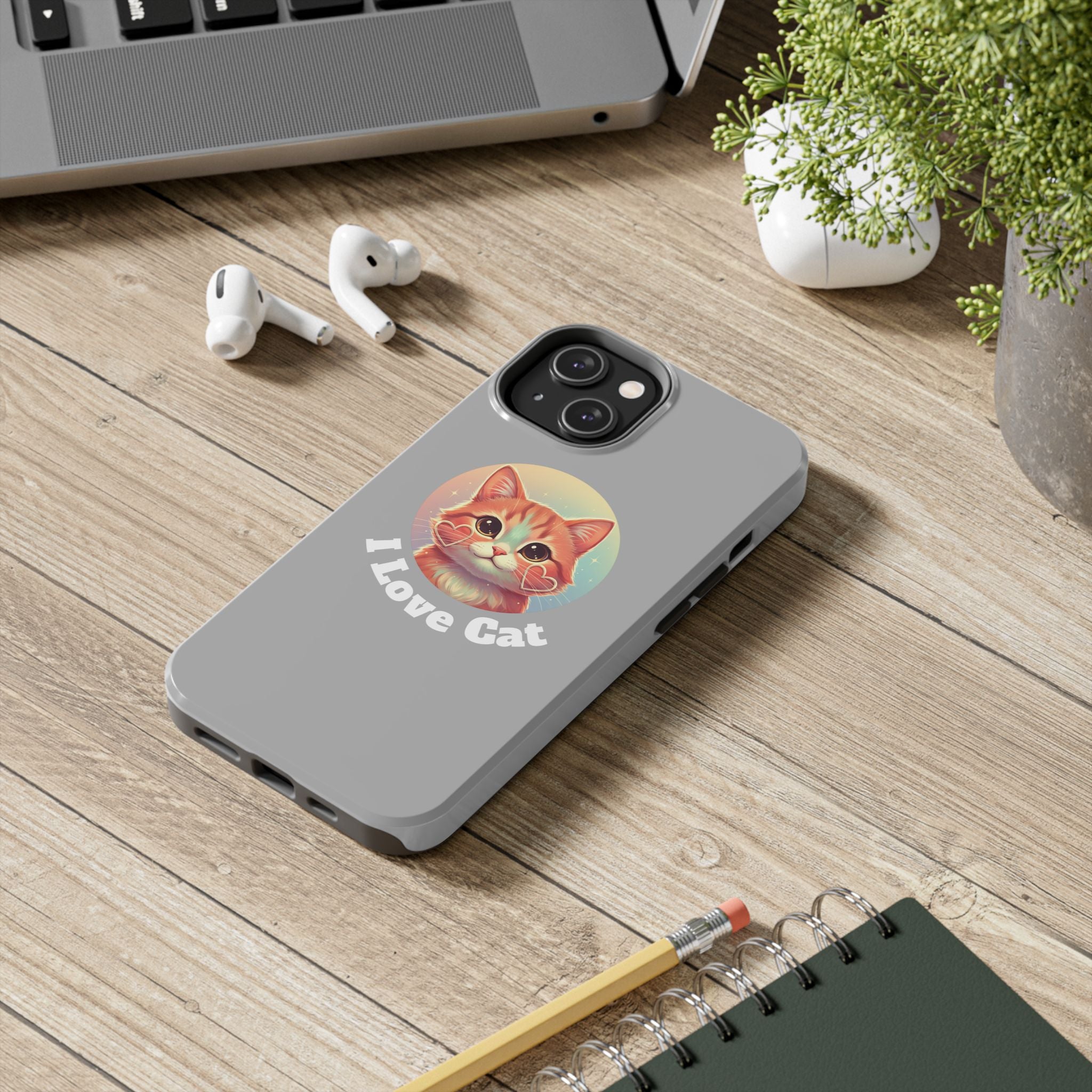 I Love Cat Tough Phone Case — Cute Retro Kitty Protective Phone Cover
