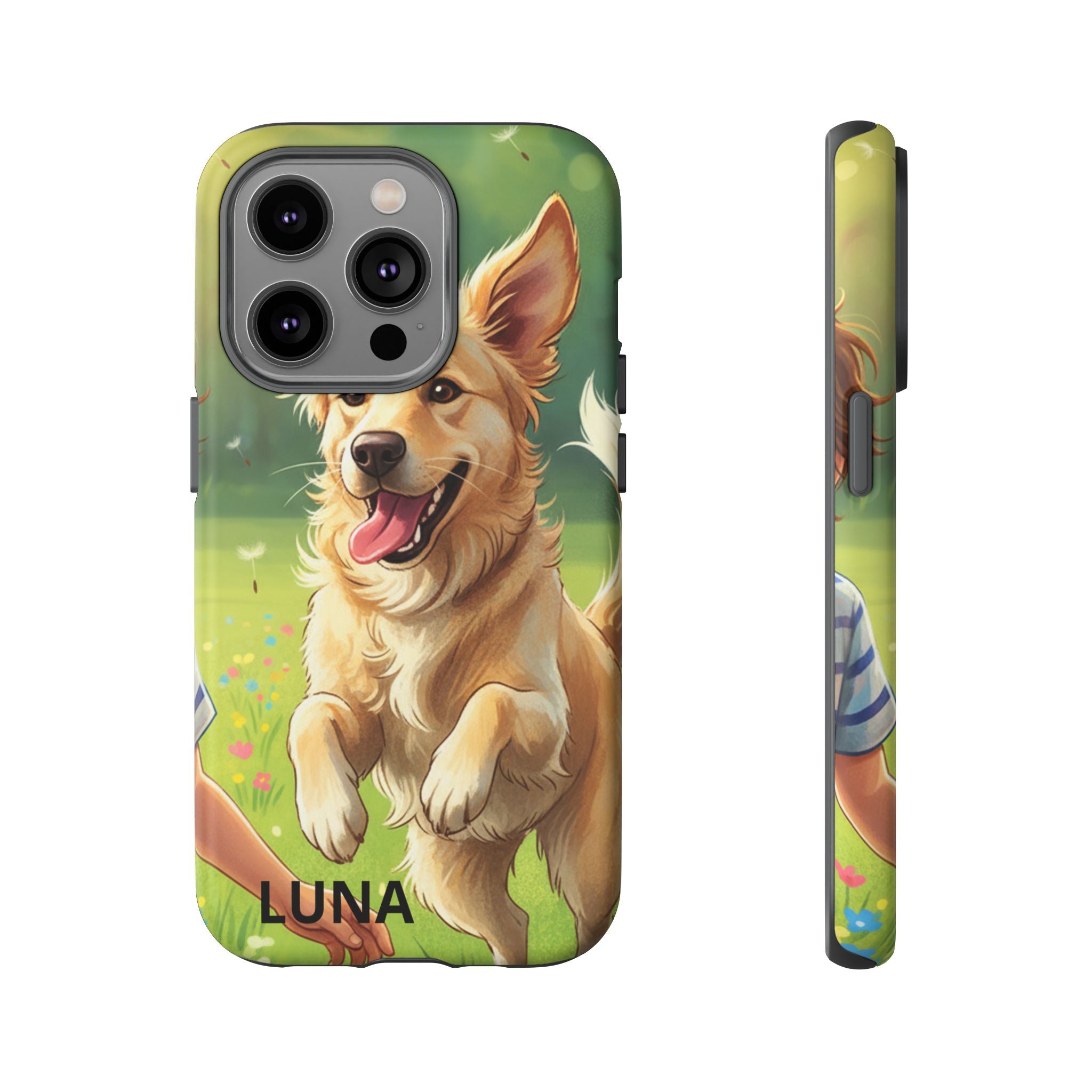 Phone Case - Personalized Cute Golden Retriever Phone Case (Name Customizable)