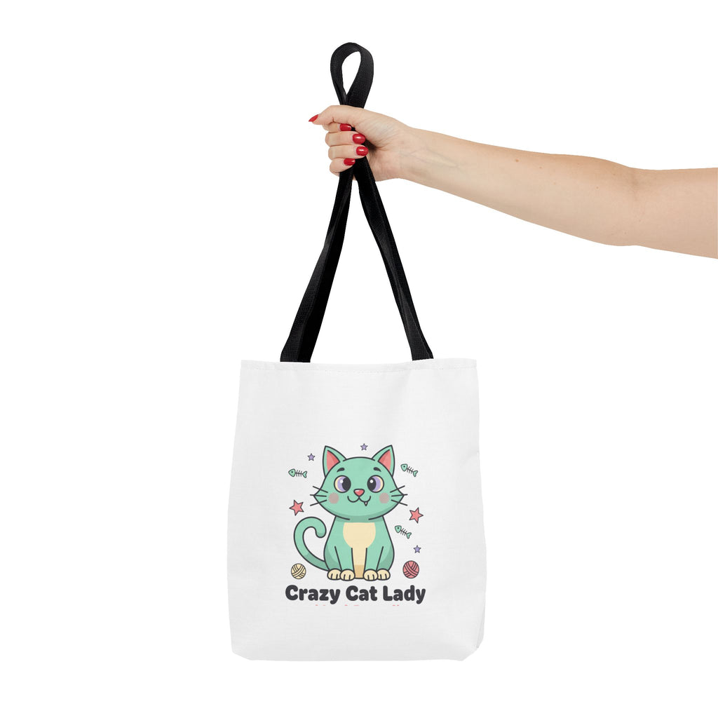Crazy Cat Lady Tote Bag — Cute Cartoon Cat All-Over Print