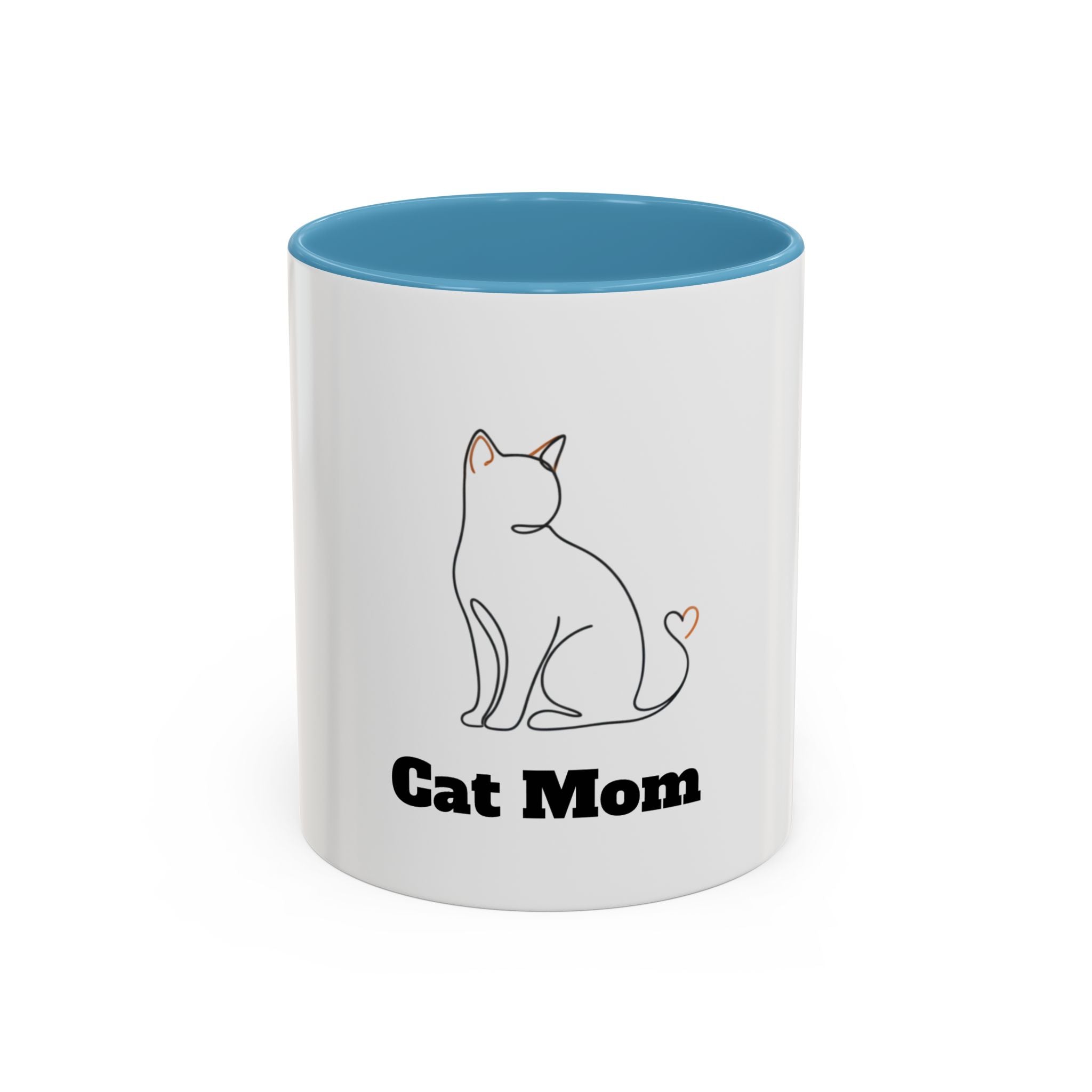 Cat Mom Accent Coffee Mug — Cute Cat Mom Ceramic Coffee Cup (11/15oz)