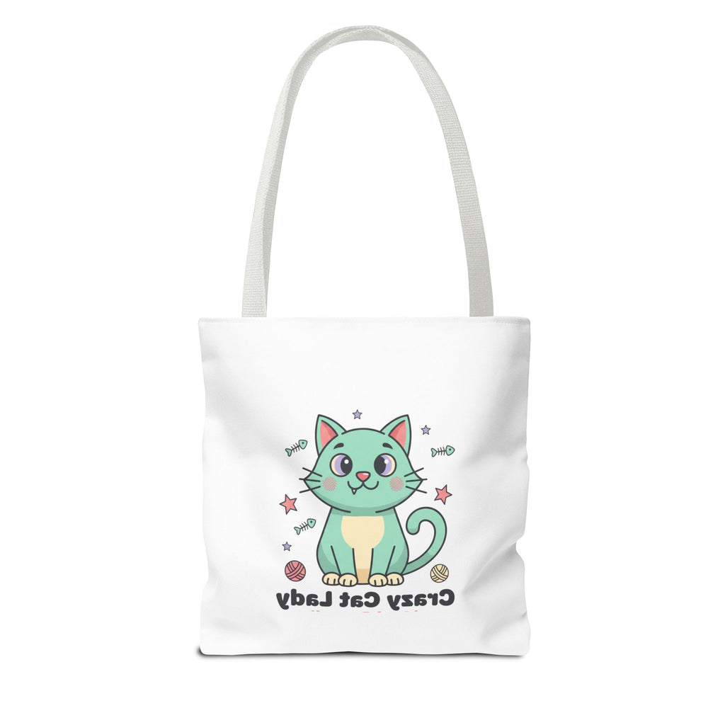 Crazy Cat Lady Tote Bag — Cute Cartoon Cat All-Over Print