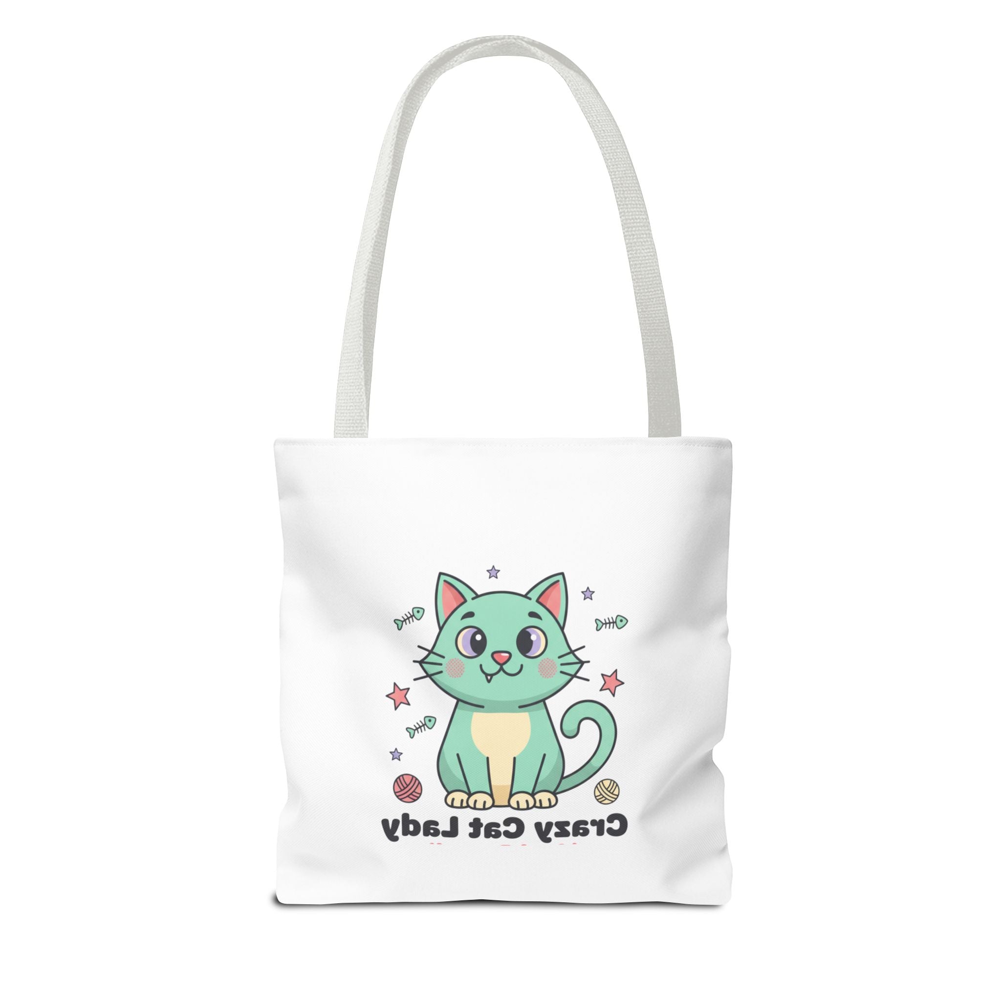 Crazy Cat Lady Tote Bag — Cute Cartoon Cat All-Over Print