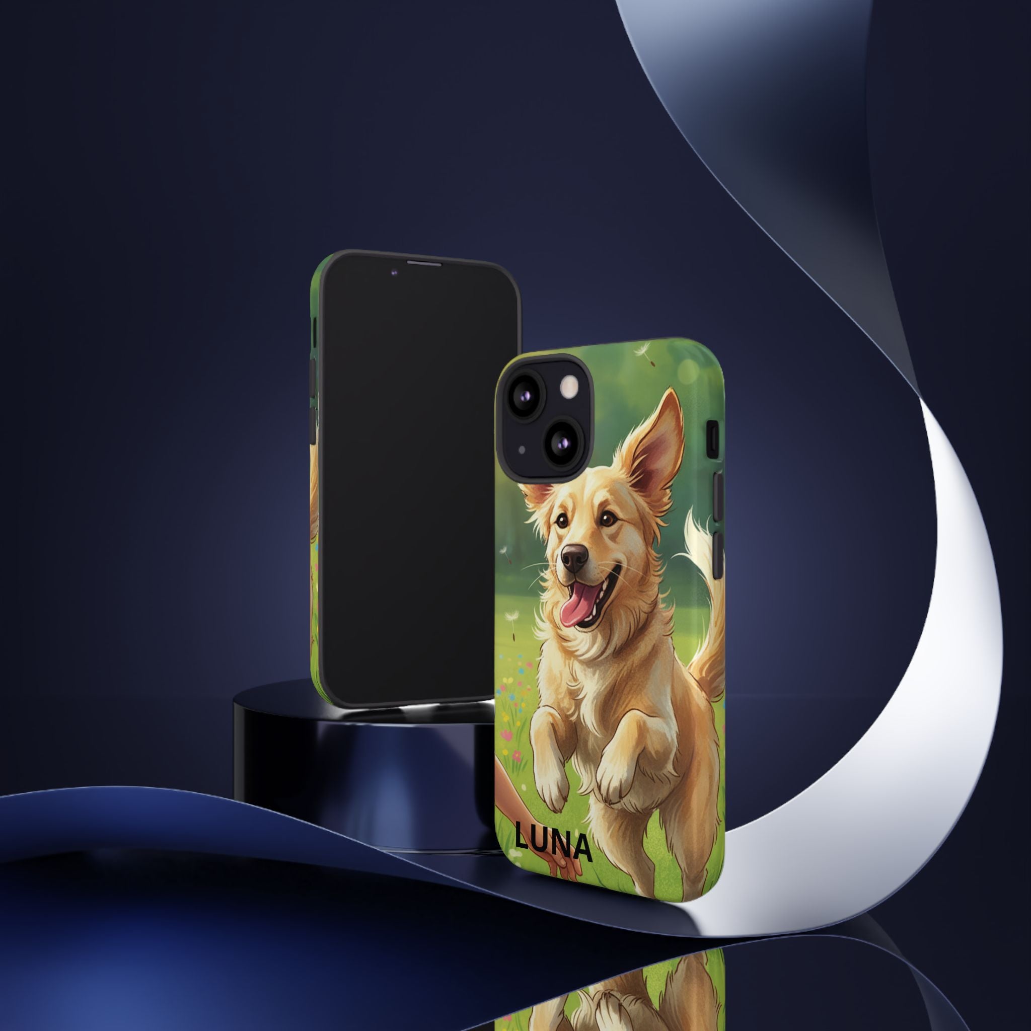 Phone Case - Personalized Cute Golden Retriever Phone Case (Name Customizable)