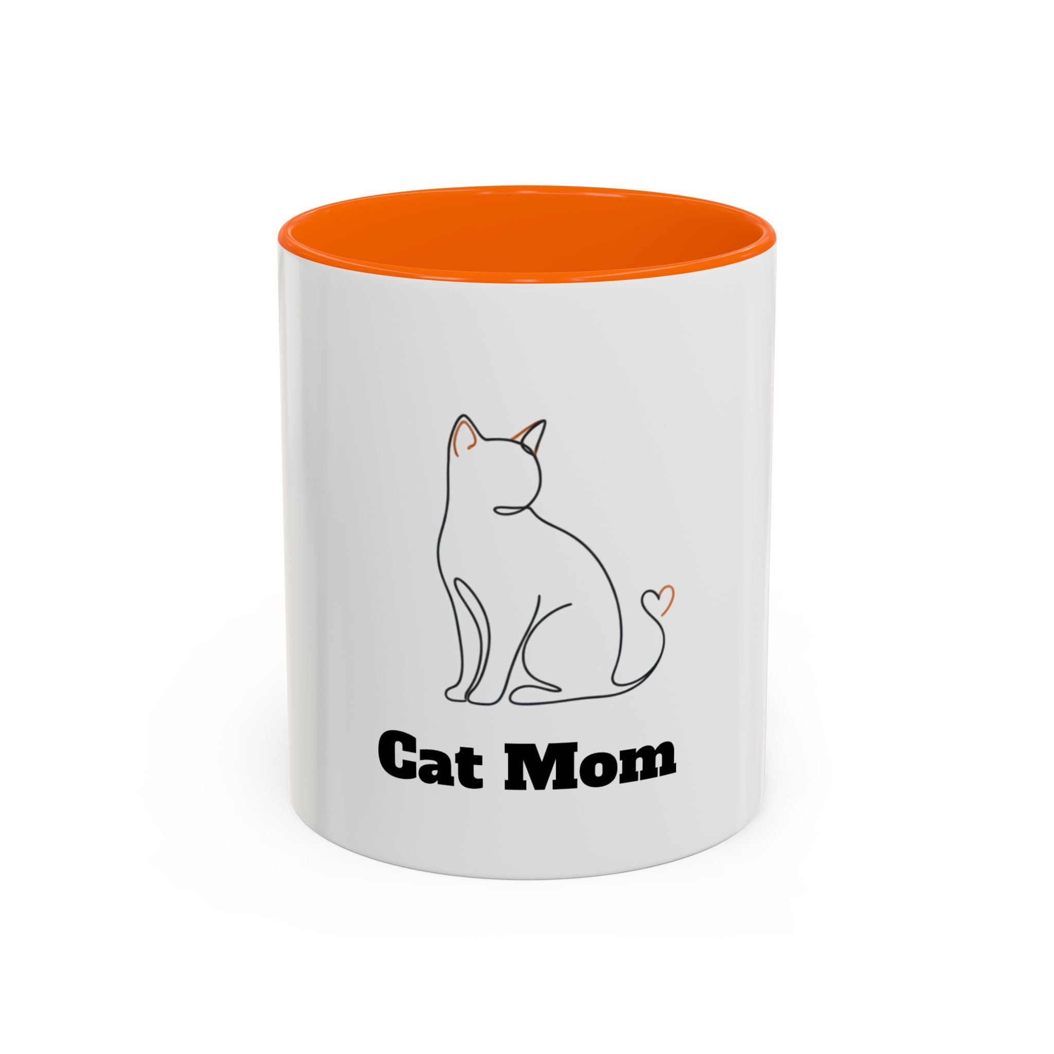 Cat Mom Accent Coffee Mug — Cute Cat Mom Ceramic Coffee Cup (11/15oz)