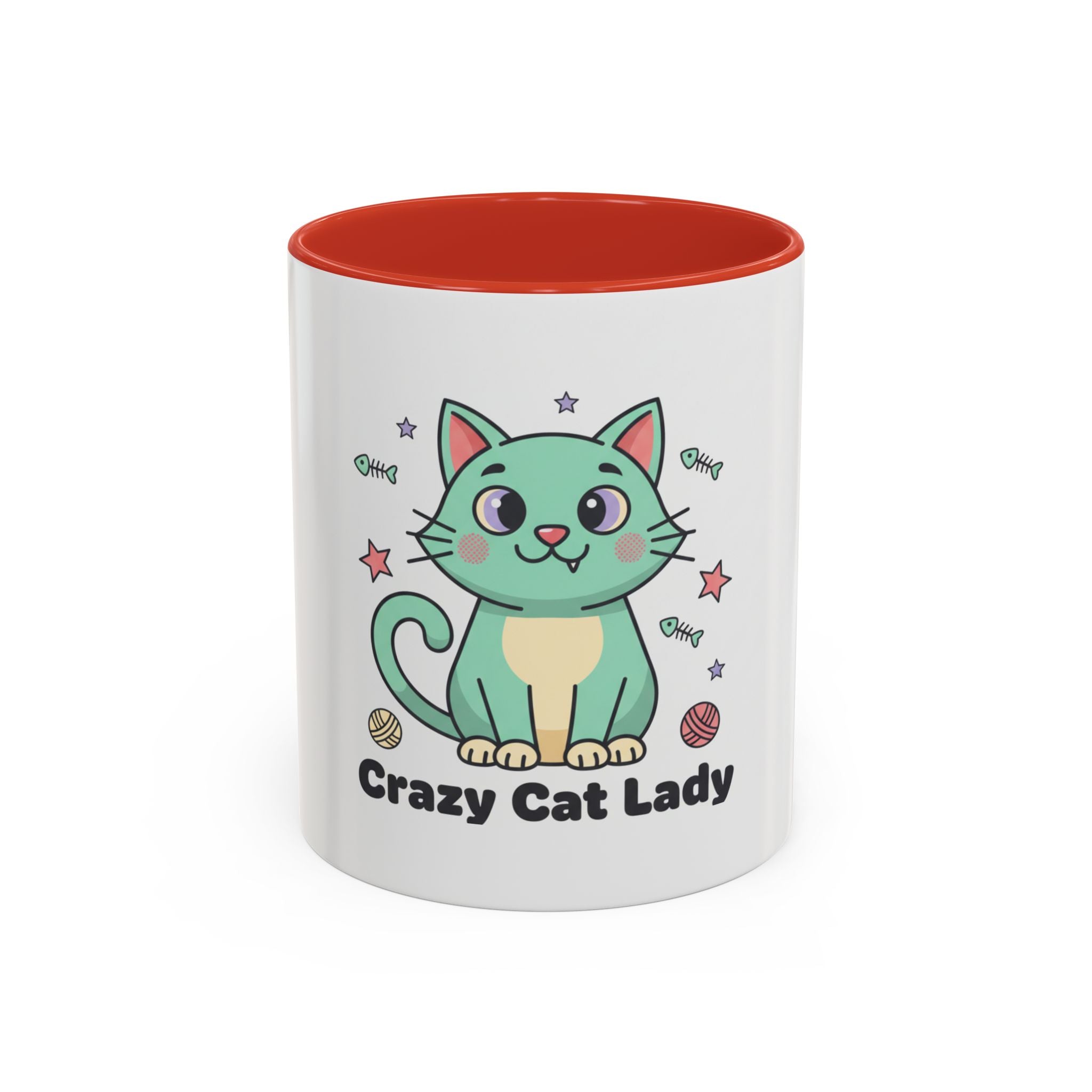 Mint Green Cat Accent Mug, Cute Ceramic Coffee Cup for Cat Lovers, Microwave and Dishwasher Safe, 11oz or 15oz