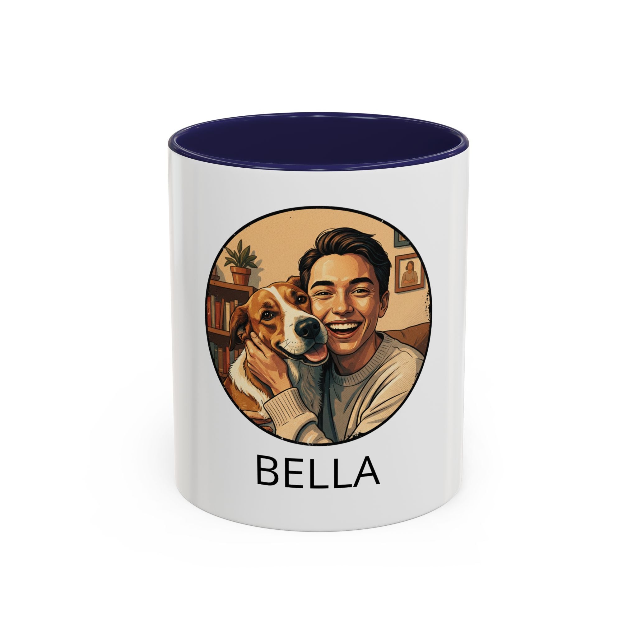 Photo Pet & Owner Portrait Accent Coffee Mug — Custom Dog Lover Gift (11/15oz)