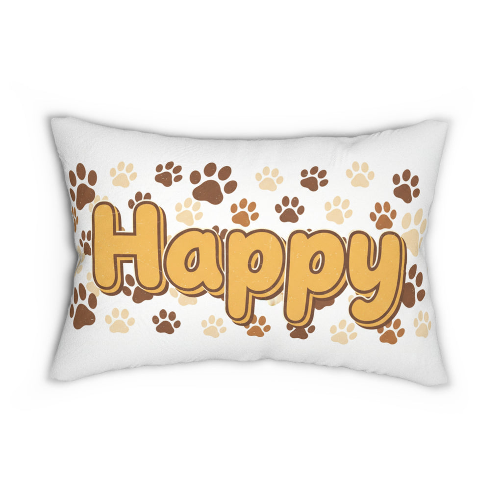 Happy Paw Print Lumbar Pillow