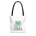 Crazy Cat Lady Tote Bag — Cute Cartoon Cat All-Over Print