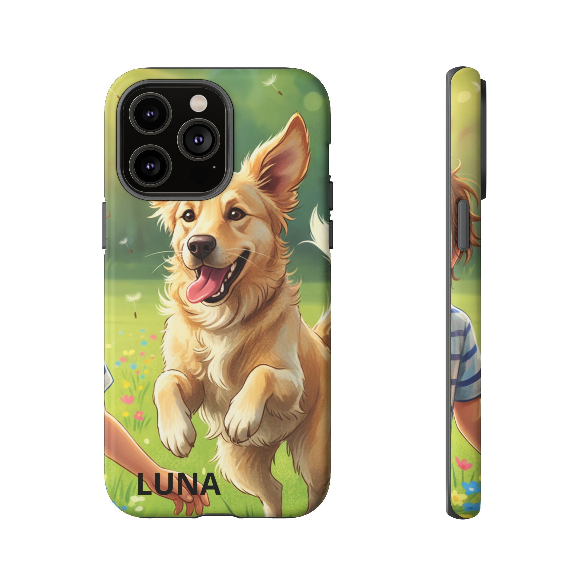 Phone Case - Personalized Cute Golden Retriever Phone Case (Name Customizable)