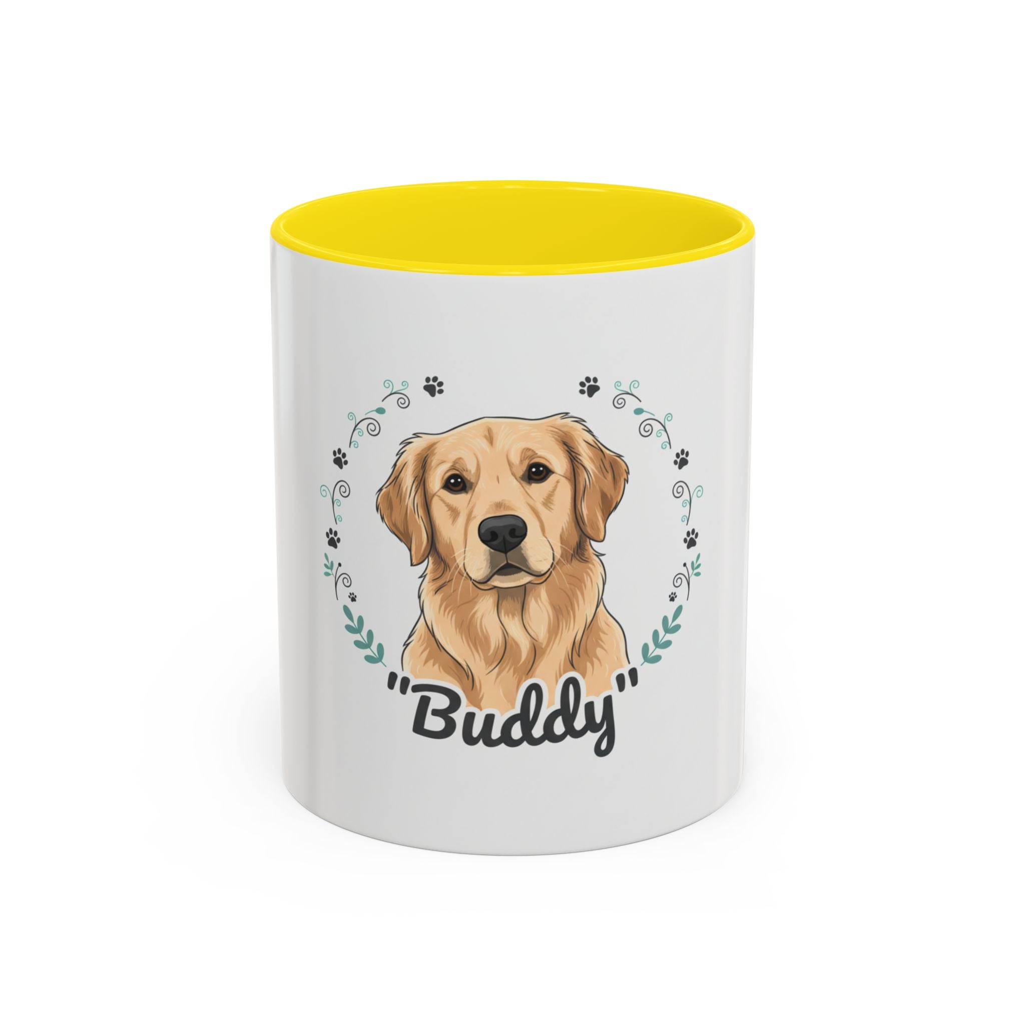 Golden Retriever Accent Coffee Mug – Personalized "Buddy" Dog Portrait Mug (11/15 oz)