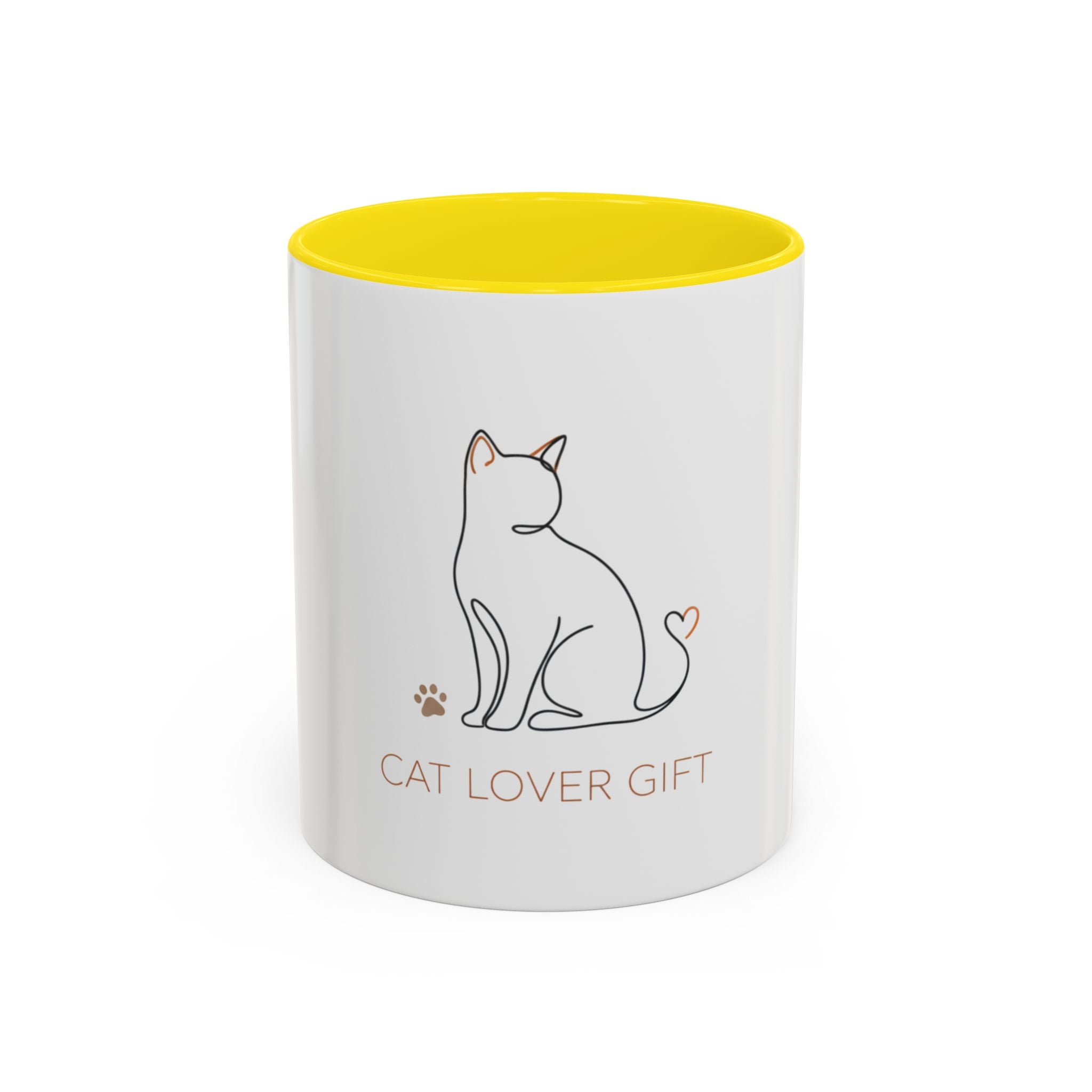 Cat Lover Accent Coffee Mug — 'Cat Lover Gift' Cute Minimal Line Art Ceramic Mug
