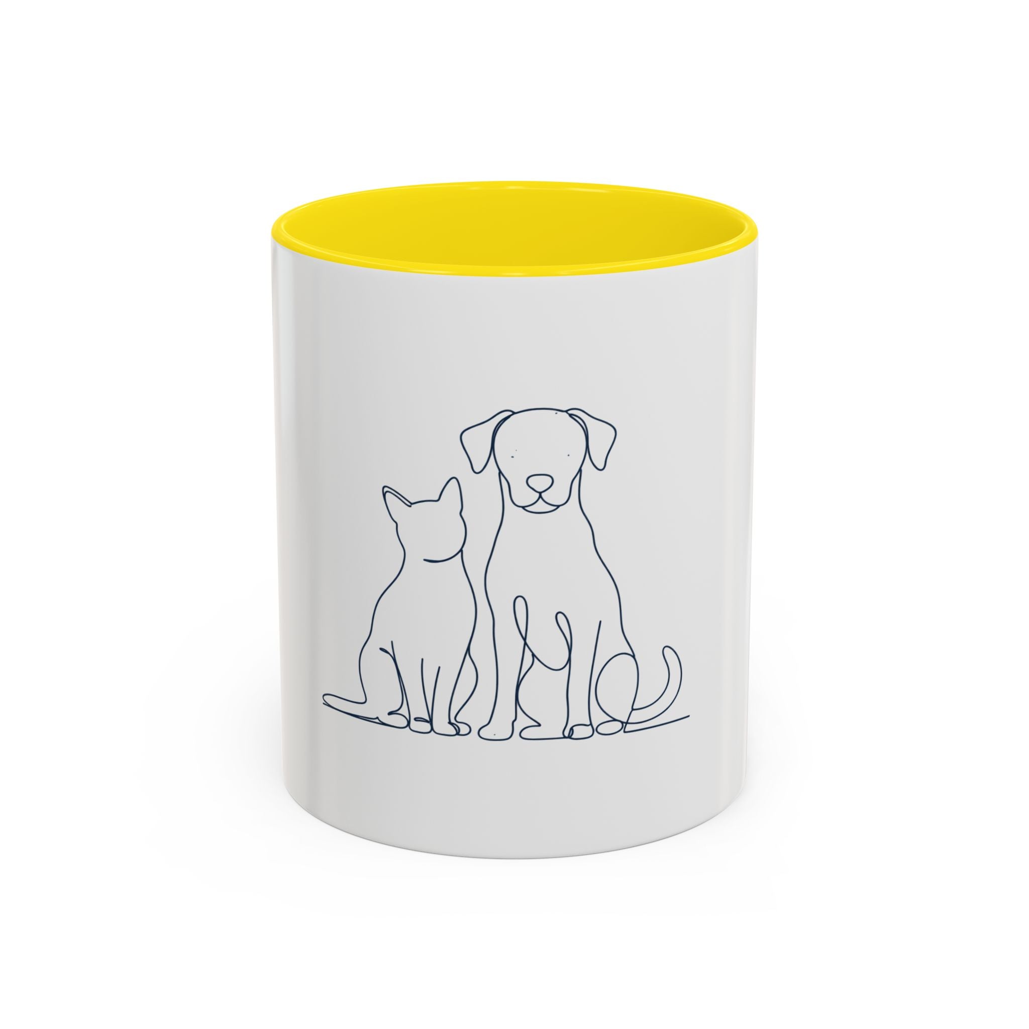 Personalized Cat & Dog Line Art Coffee Mug — Accent 11/15oz